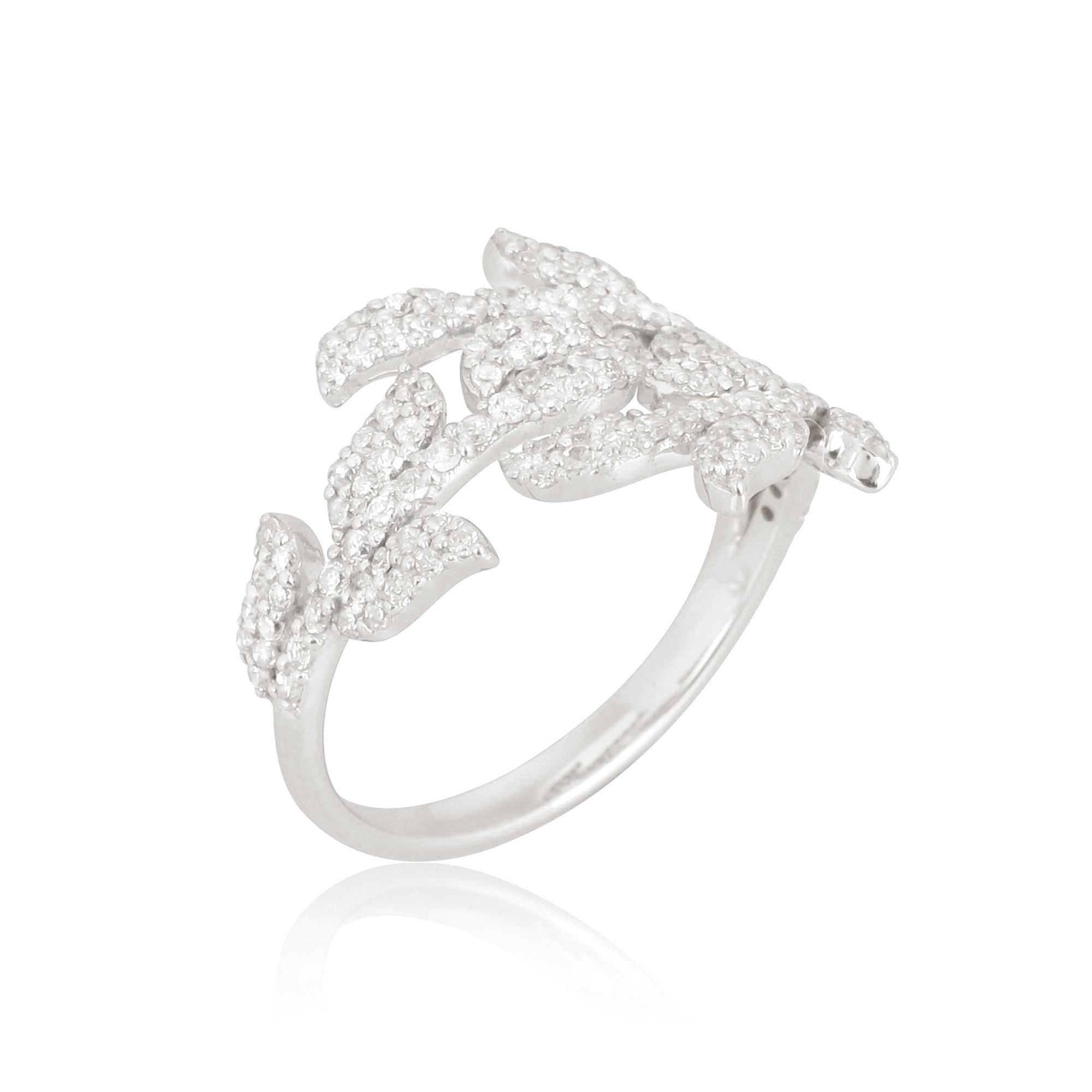 White Gold Multiple Leaf Diamond Ring