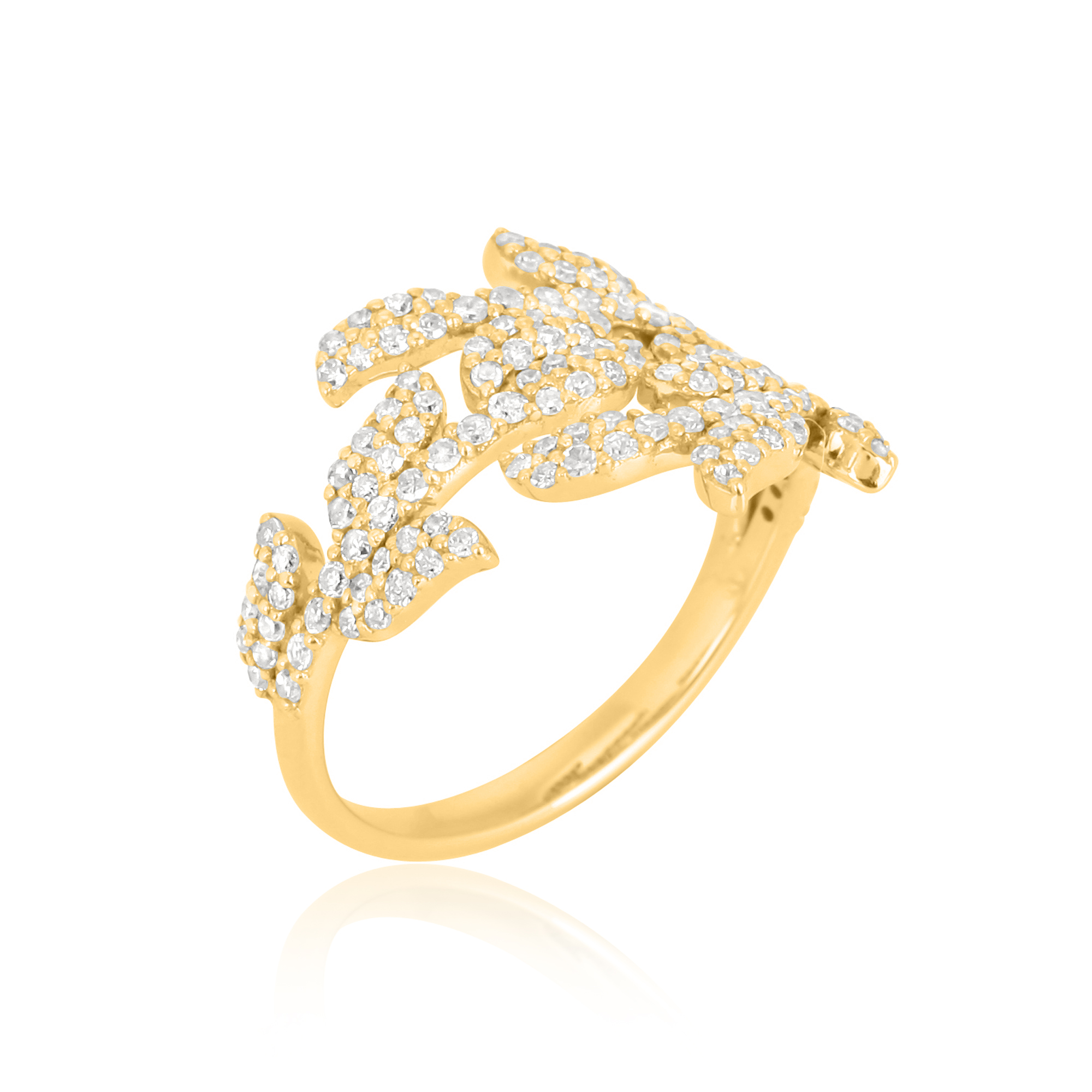 Yellow Gold Multiple Leaf Diamond Ring