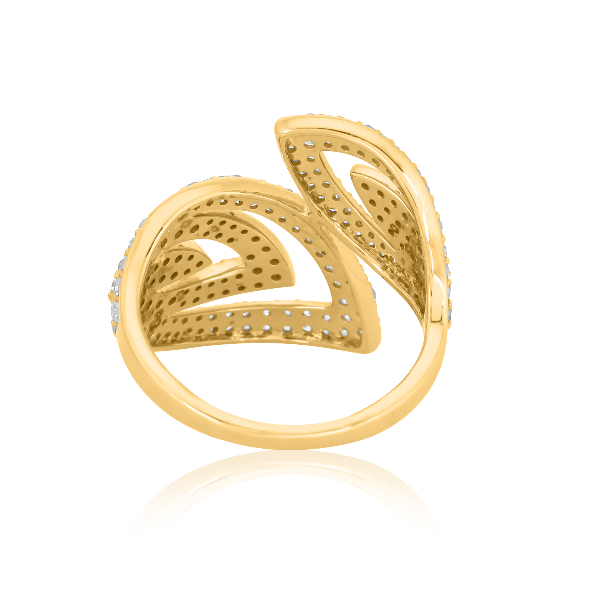 Sterling Silver Broad Diamond Leaf Ring