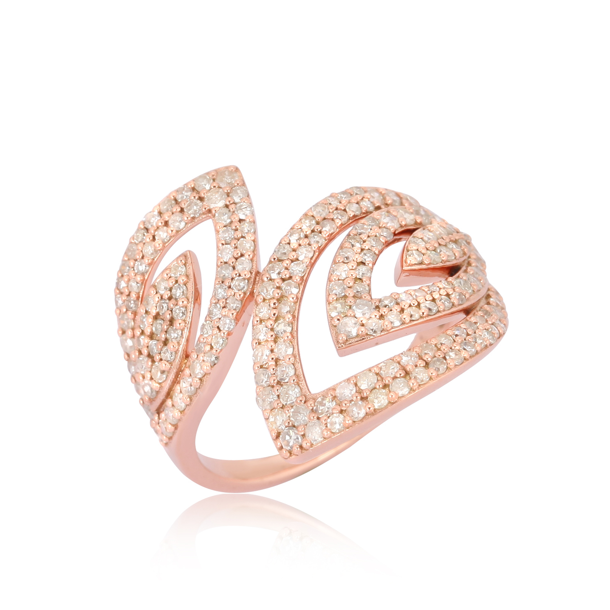 Rose Gold Broad Diamond Ring