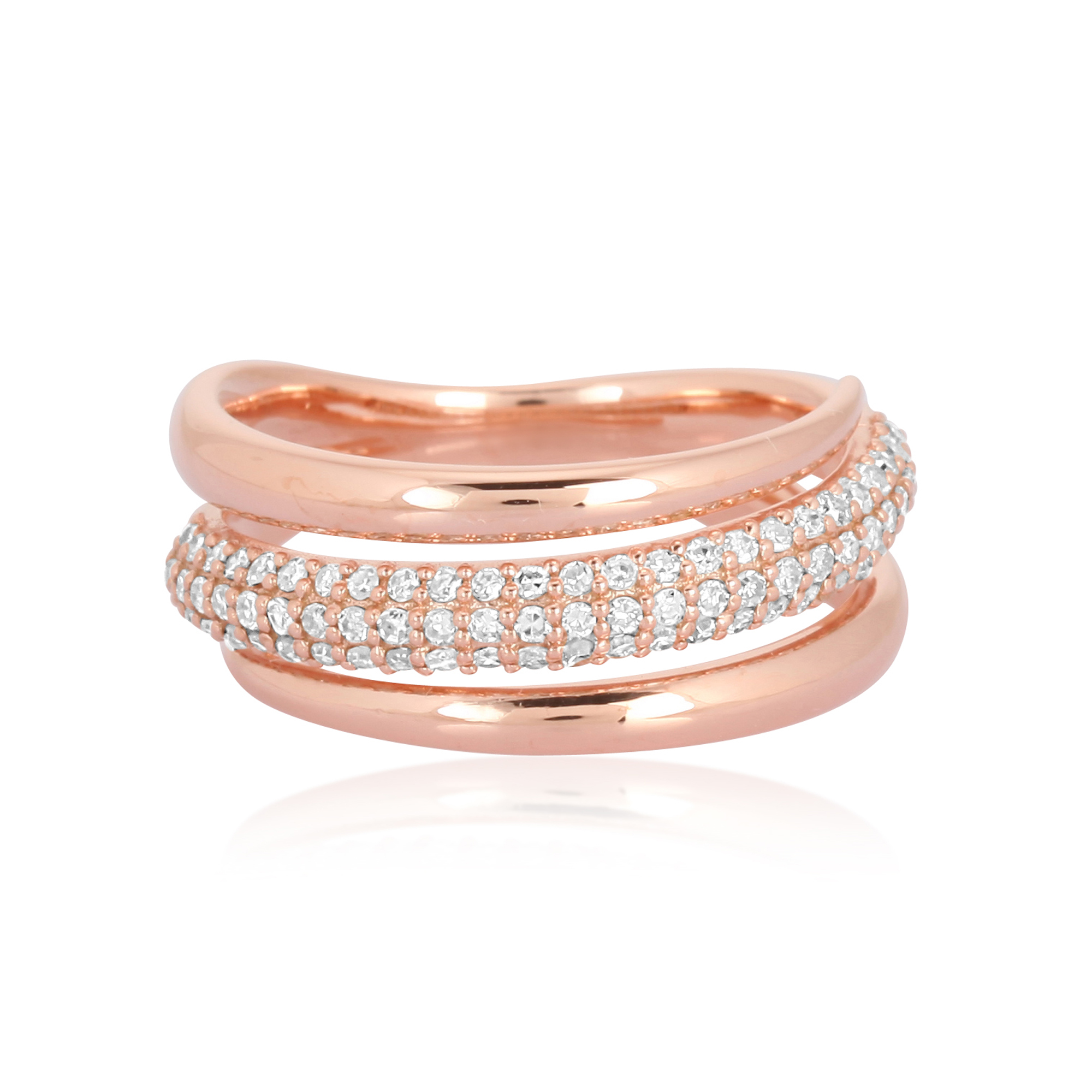 Rose Gold Three Band Diamond Ring