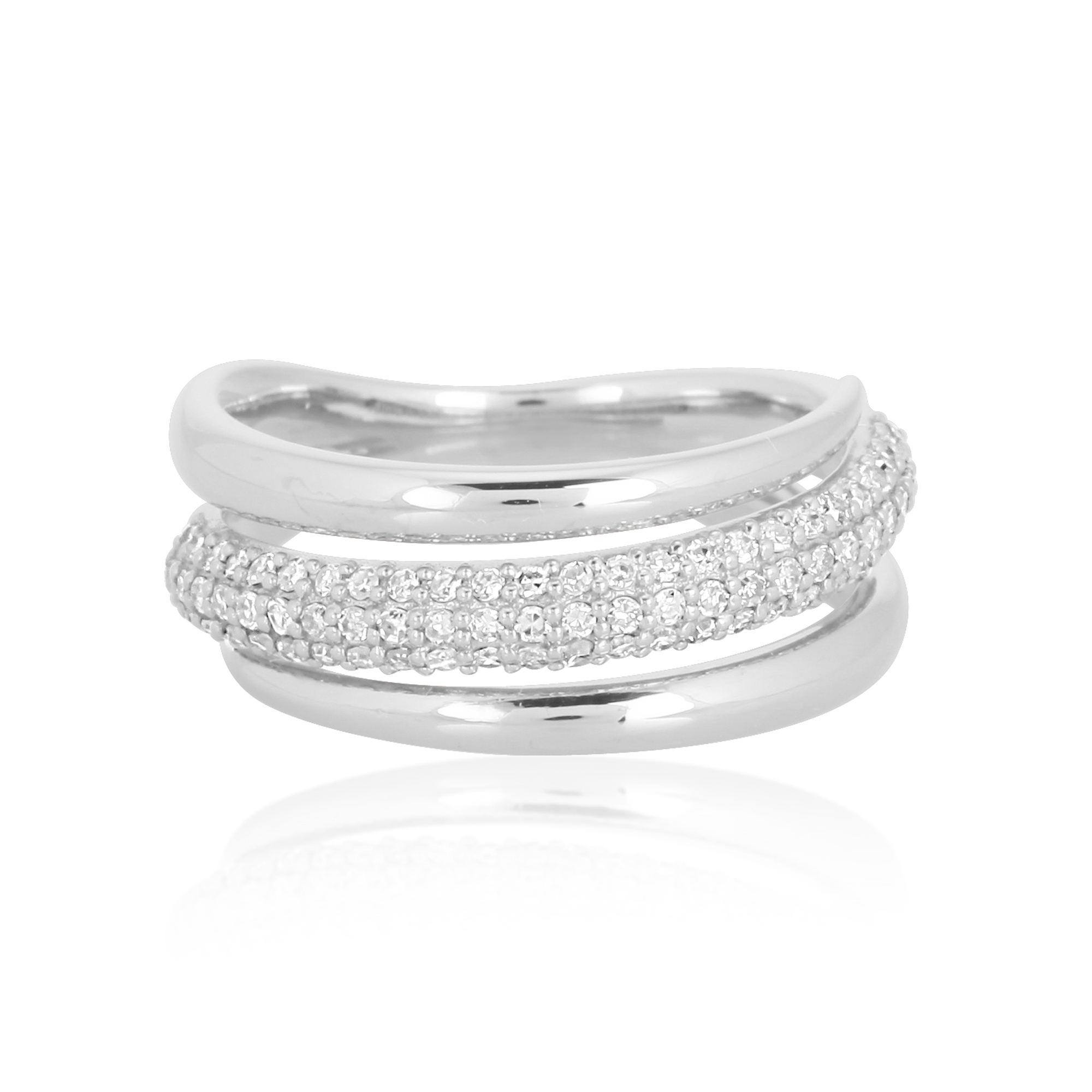 White Gold Three Band Diamond Ring