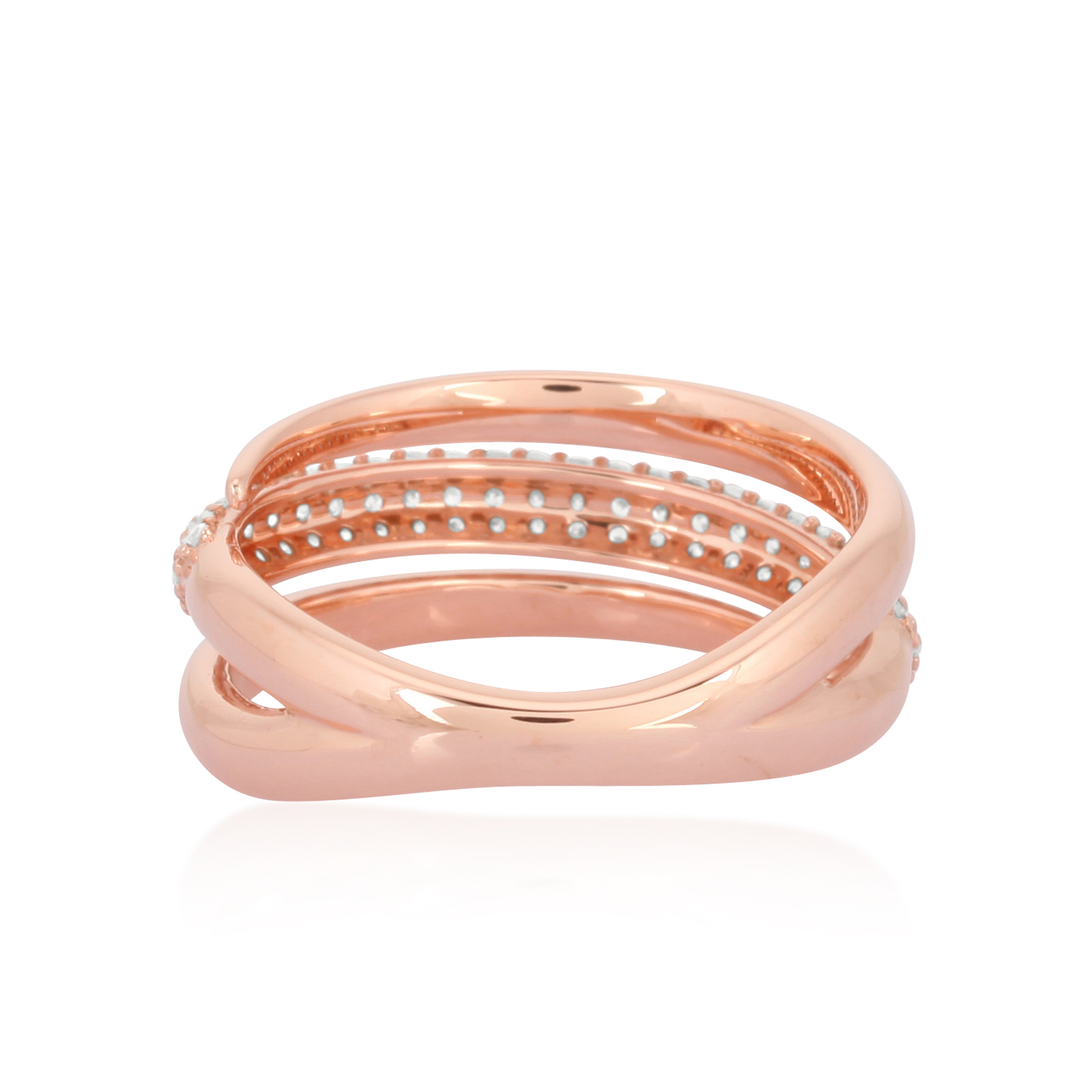 Rose Gold Three Band Diamond Ring
