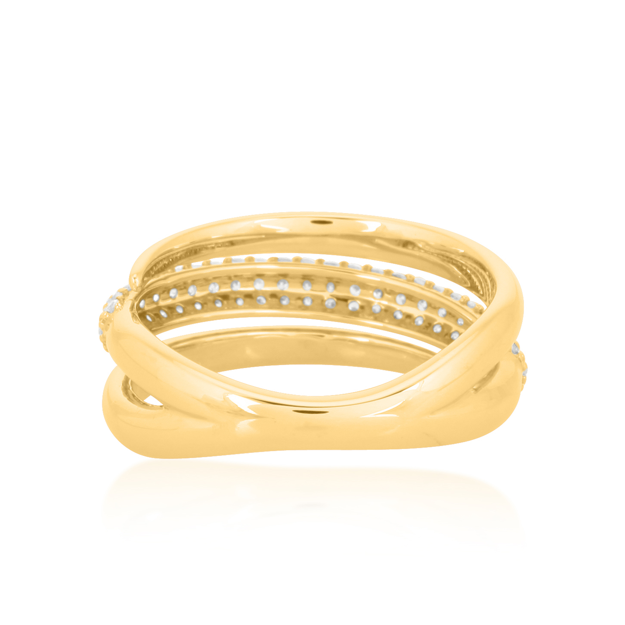 Yellow Gold Three Band Diamond Ring