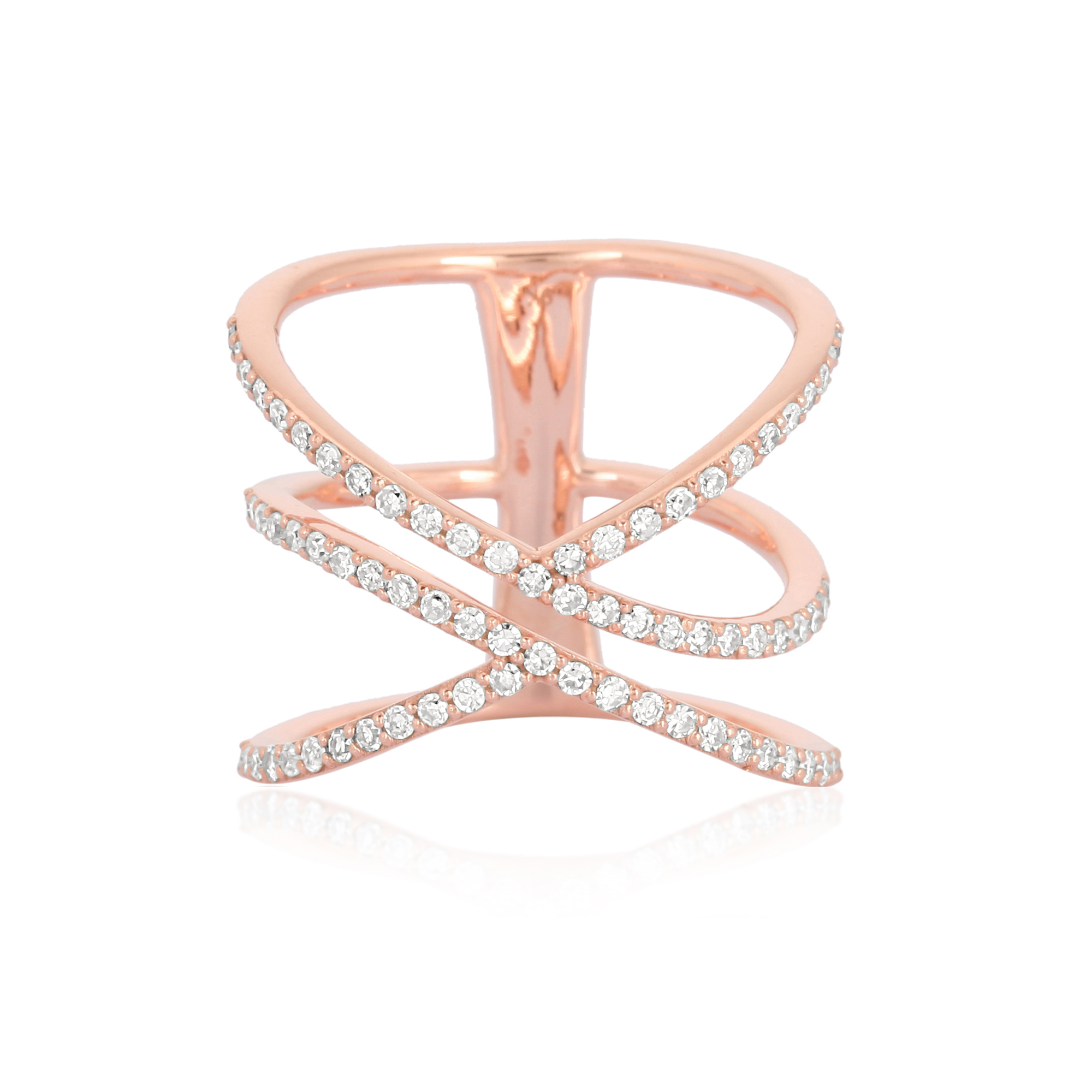 Rose Gold 3 Line Diamond Ring