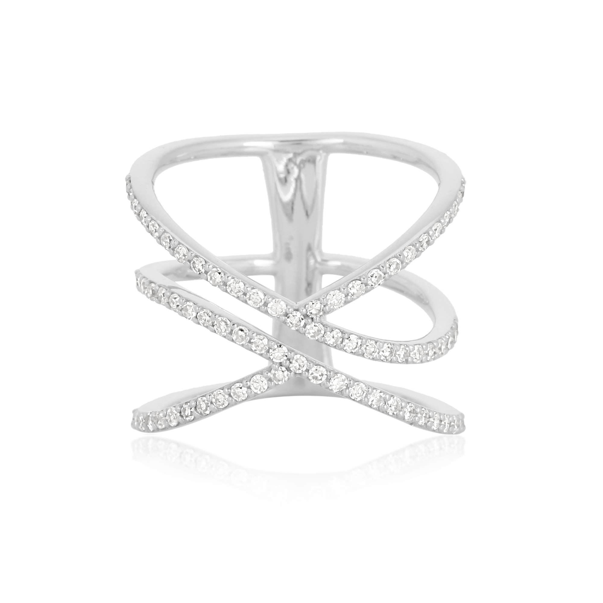 White Gold 3 Line Diamond Ring