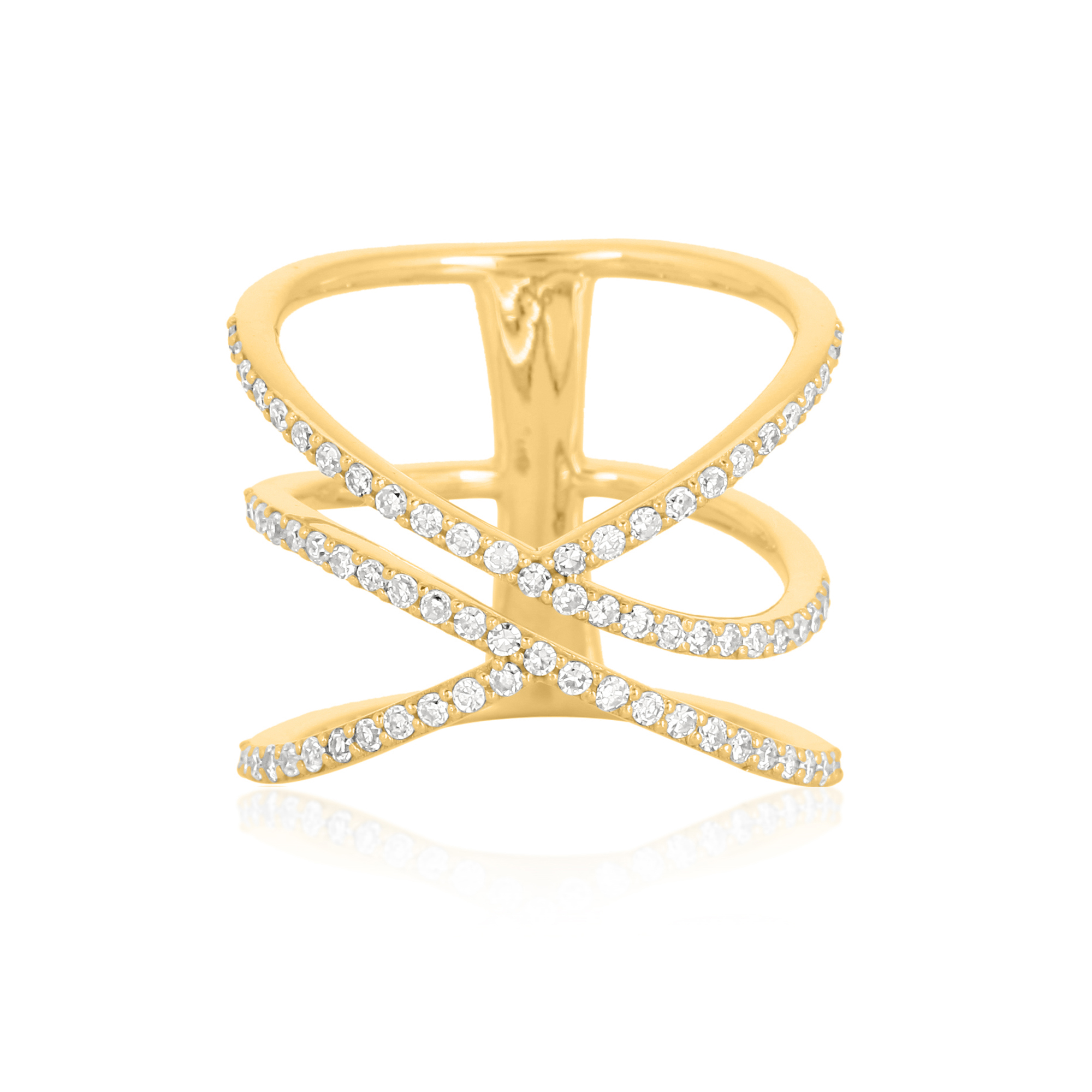 Yellow Gold 3 Line Diamond Ring