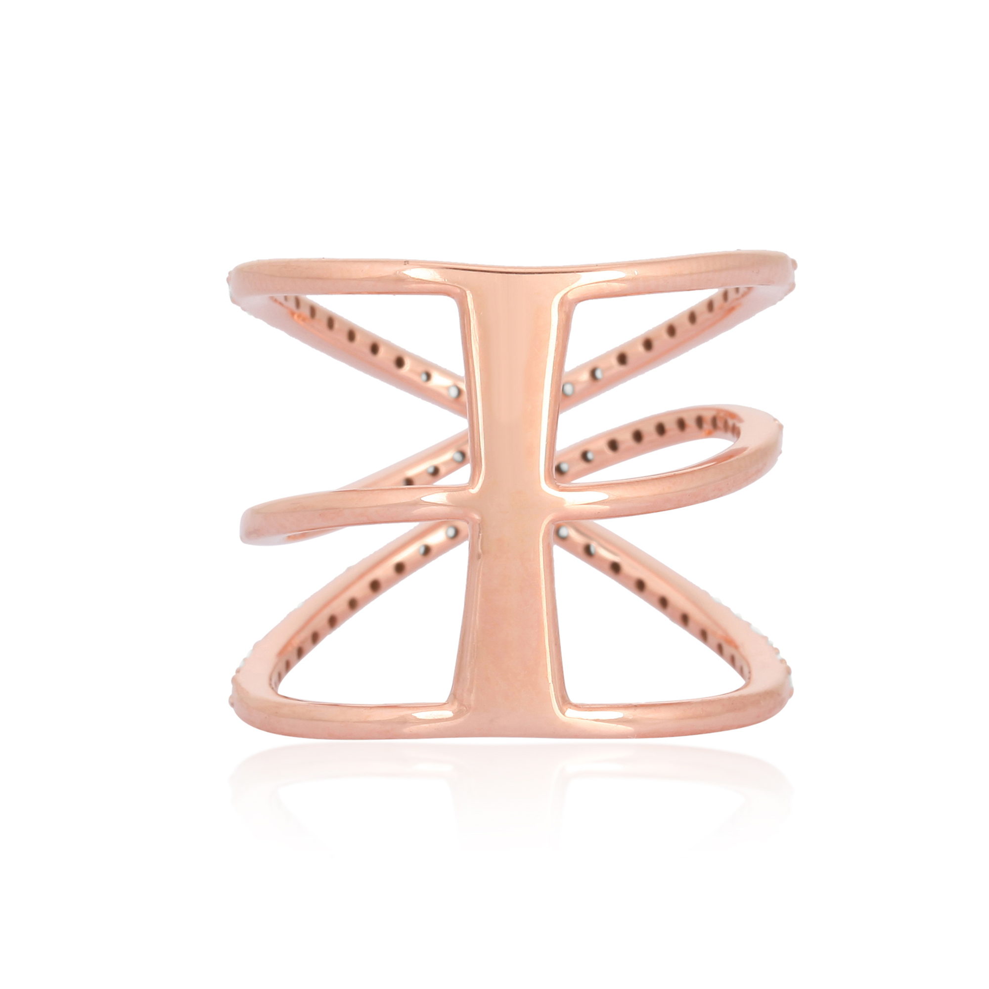 Rose Gold 3 Line Diamond Ring