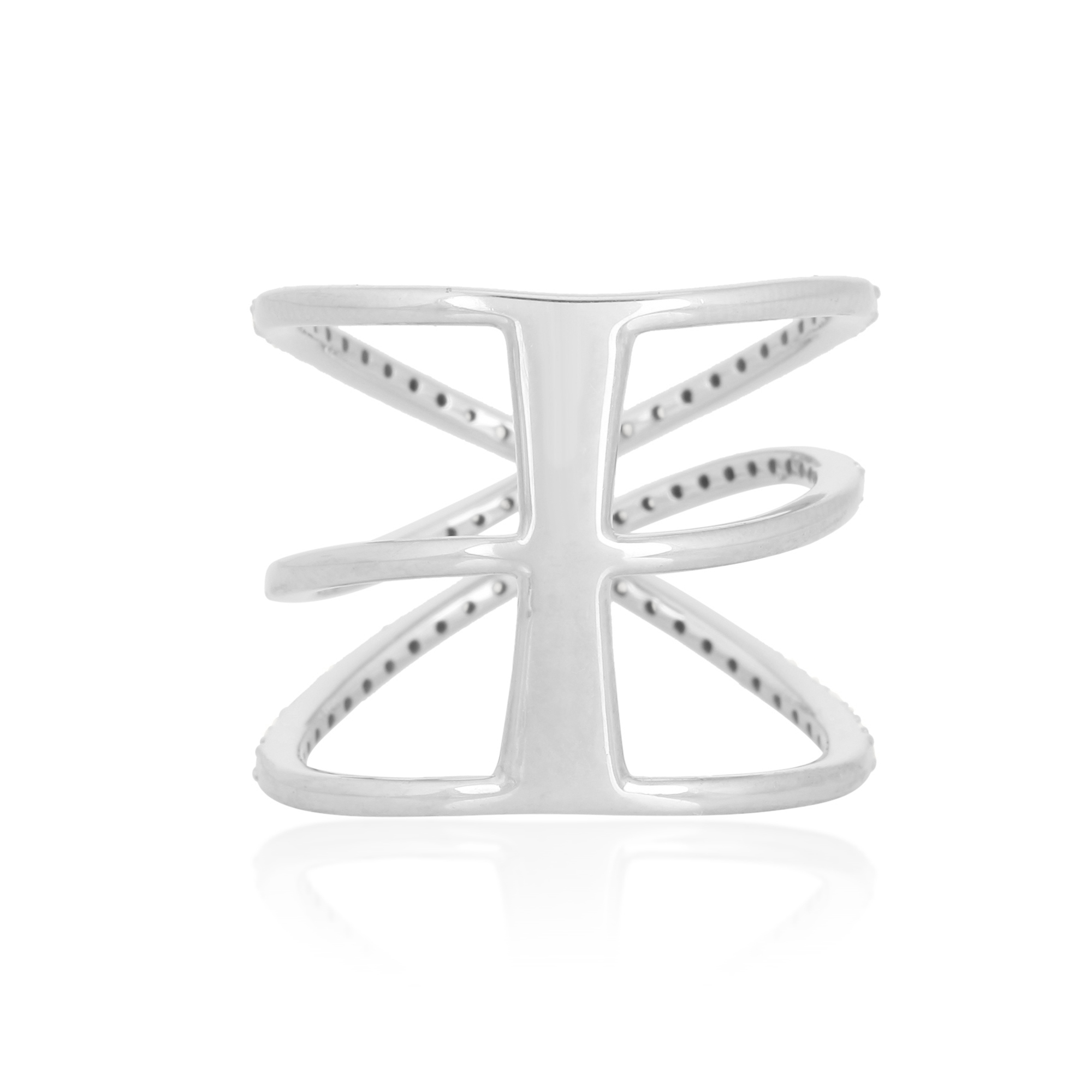 White Gold 3 Line Diamond Ring