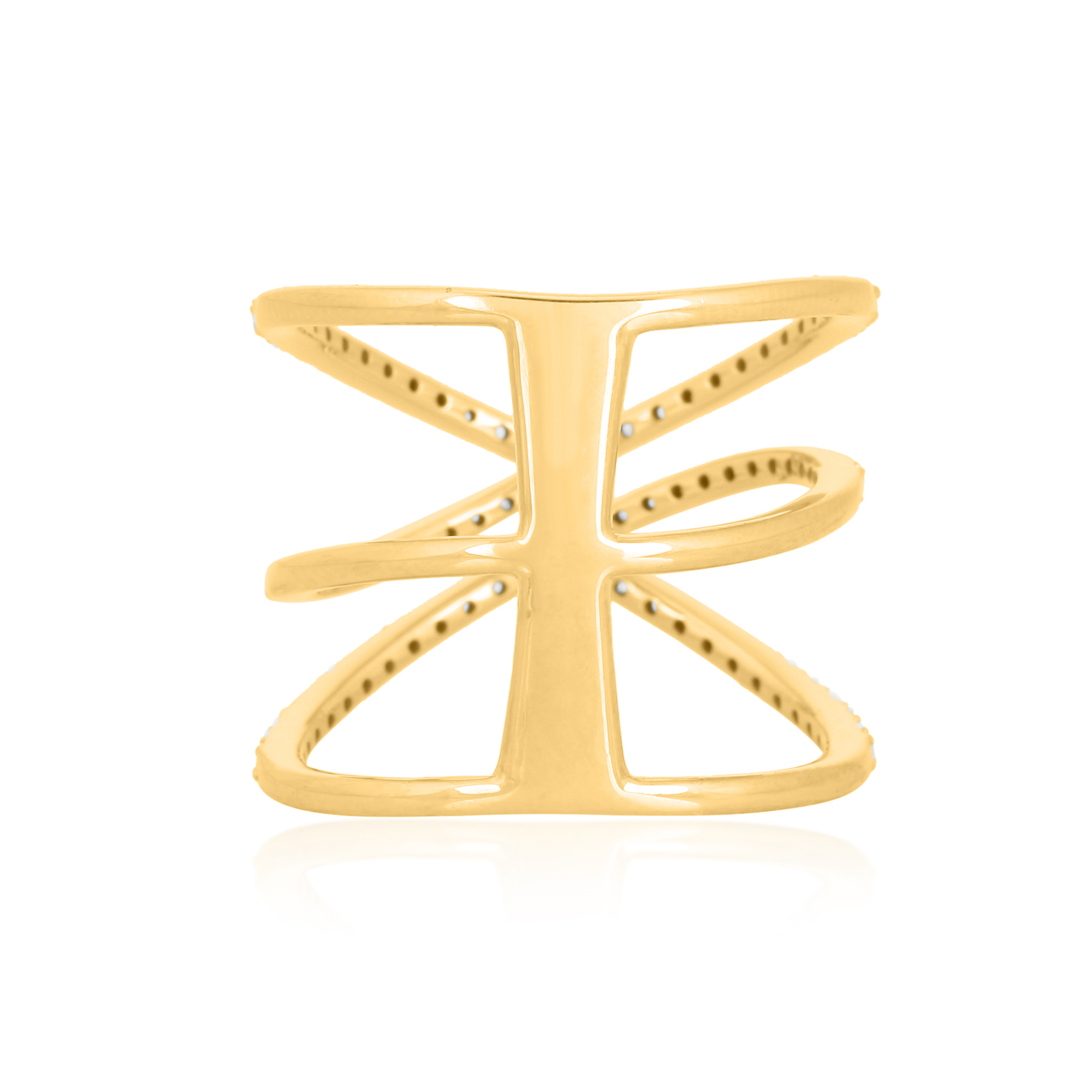 Yellow Gold 3 Line Diamond Ring