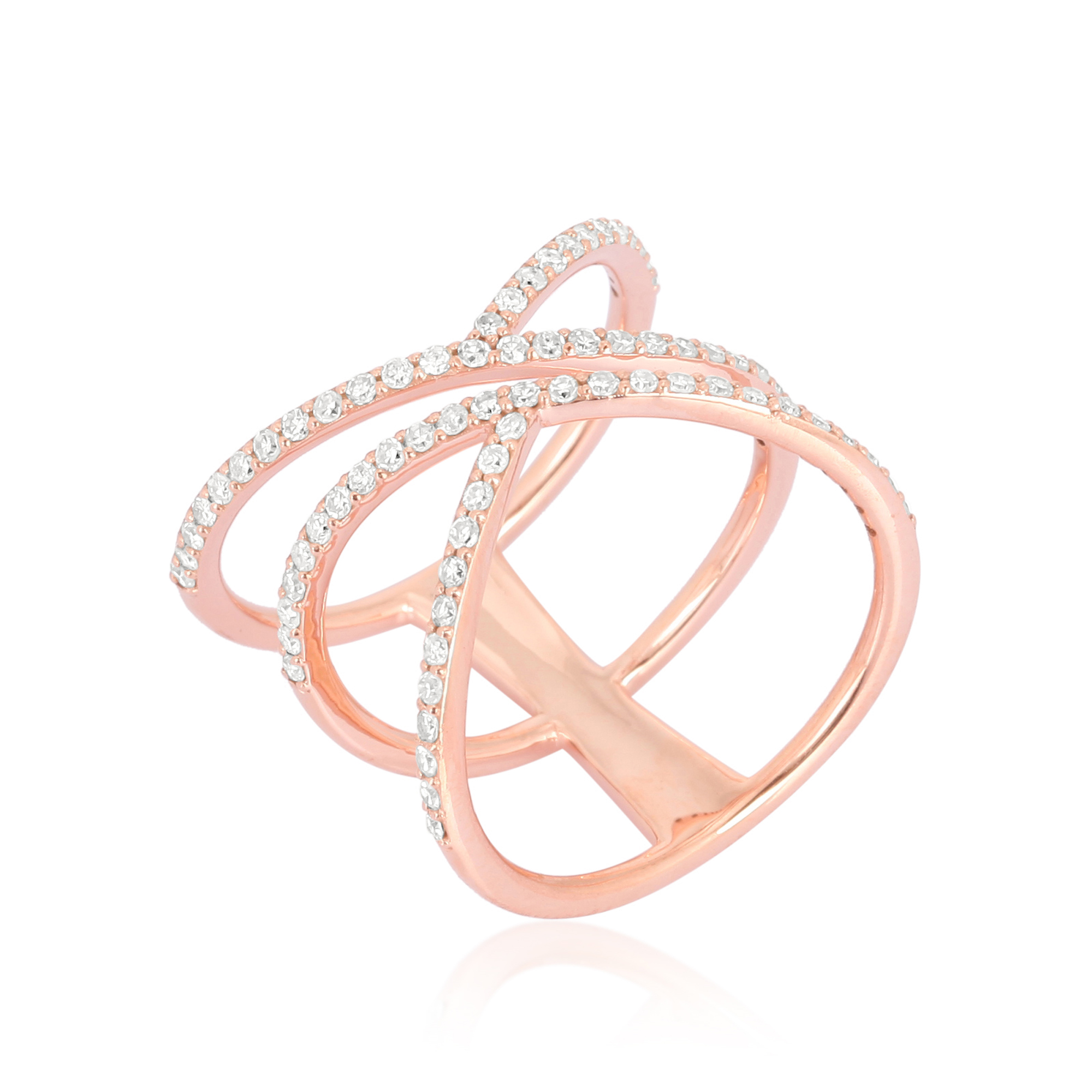 Rose Gold 3 Line Diamond Ring