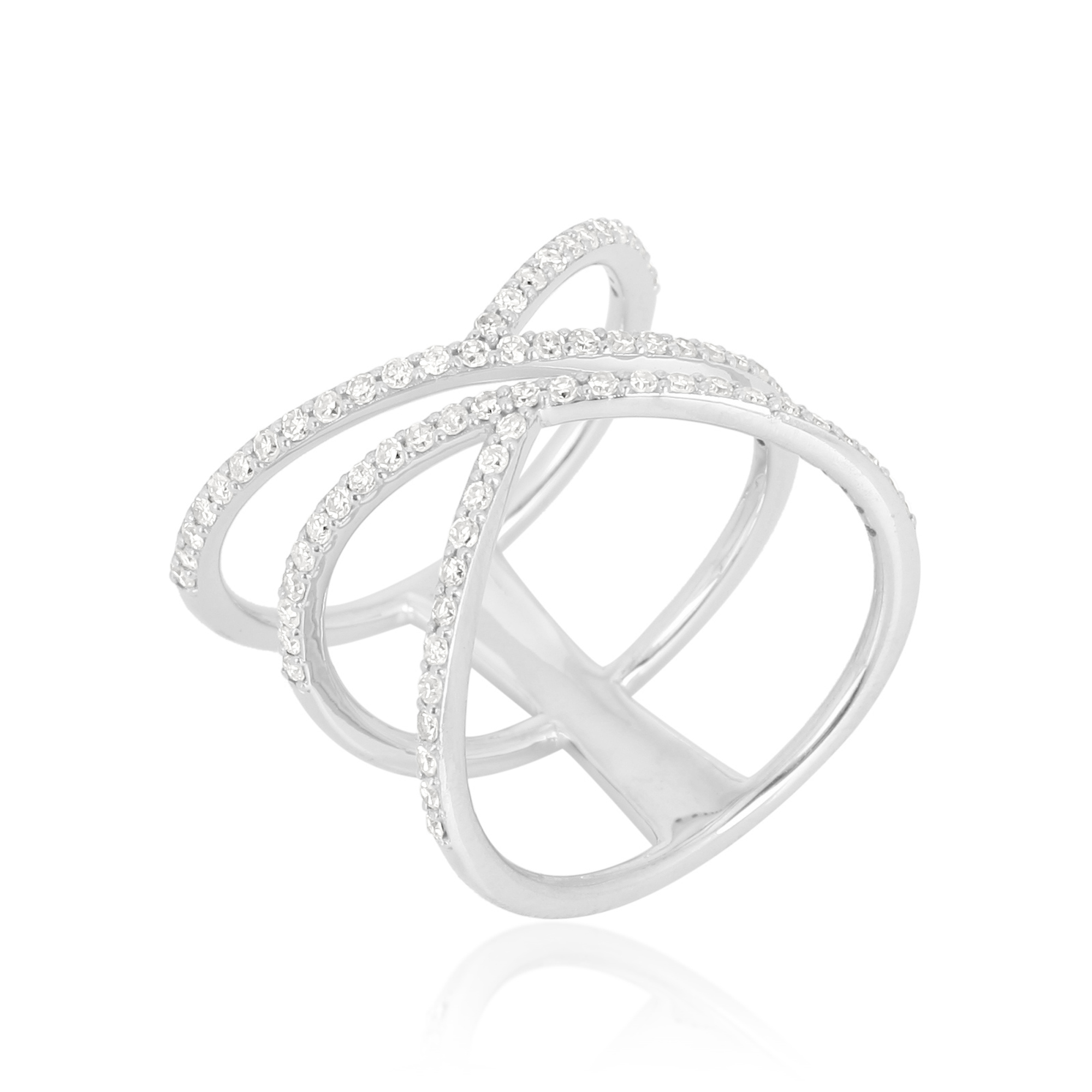 White Gold 3 Line Diamond Ring