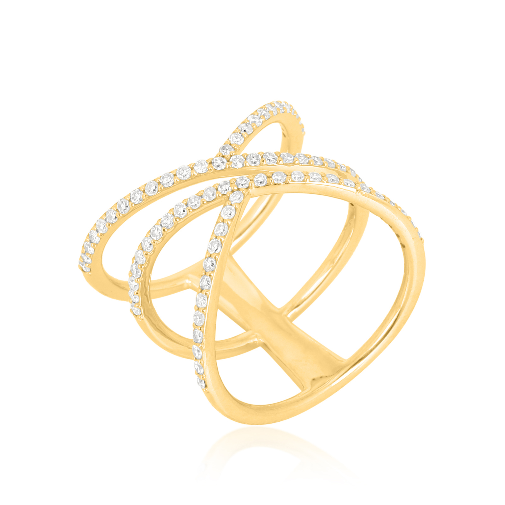 Yellow Gold 3 Line Diamond Ring