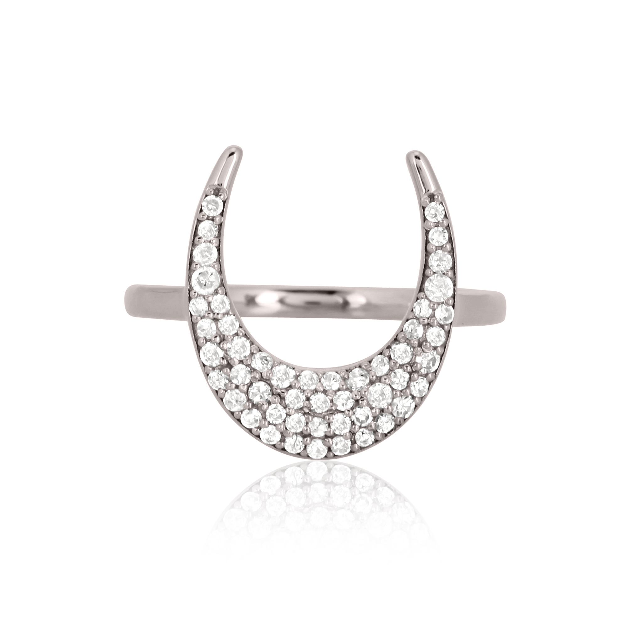 Sterling Silver Moon Ring With Diamonds