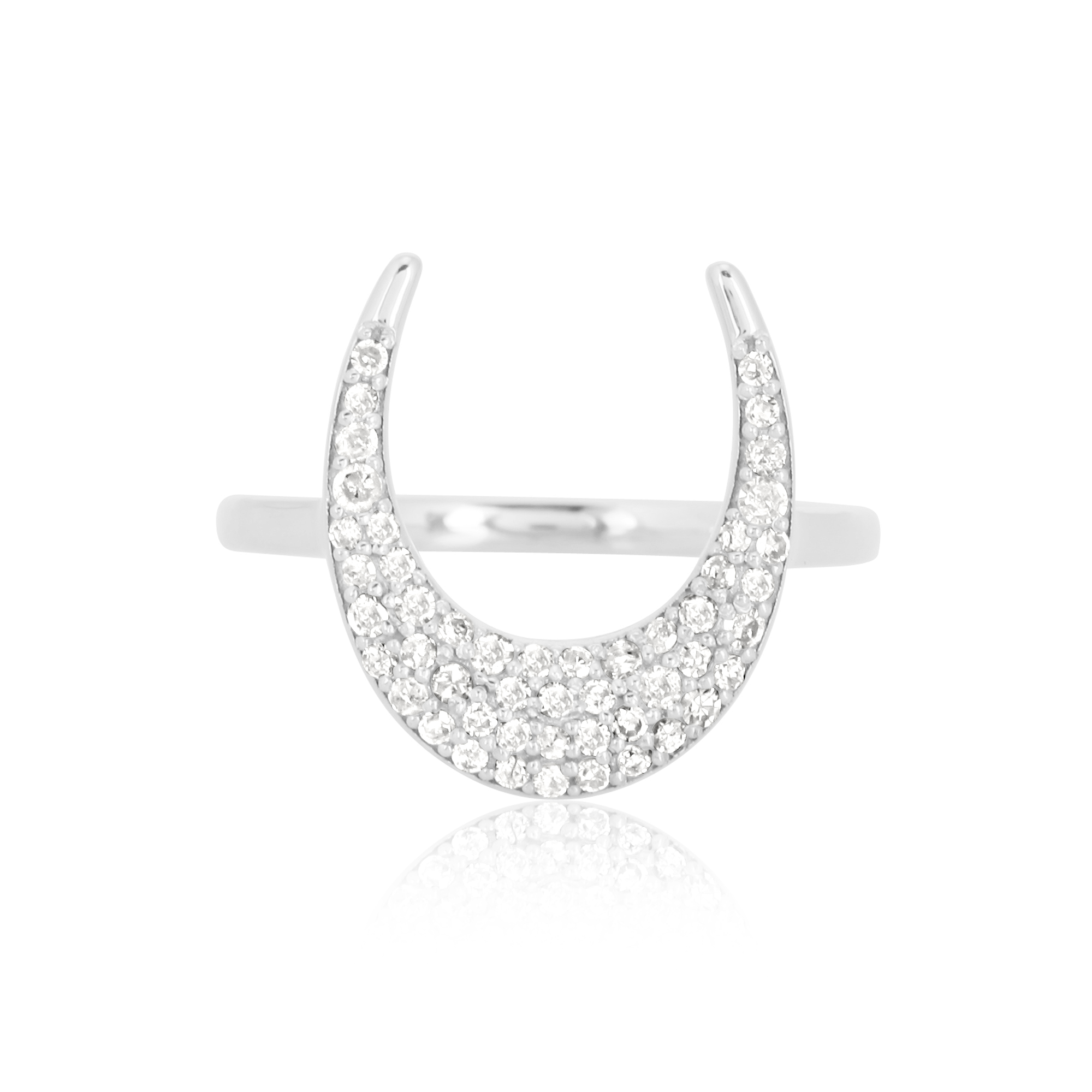 Sterling Silver Moon Ring With Diamonds