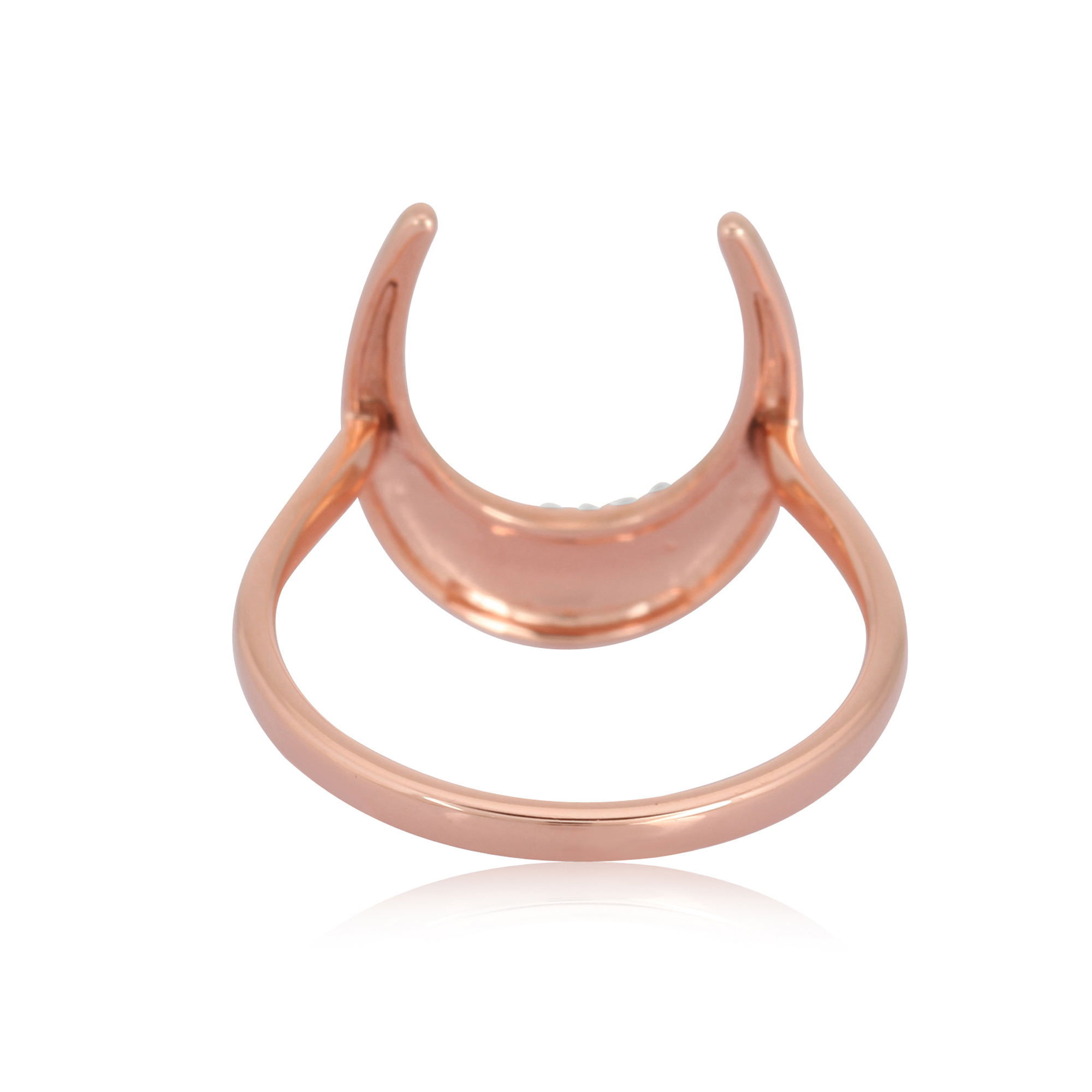 Rose Gold Moon Ring With Diamonds