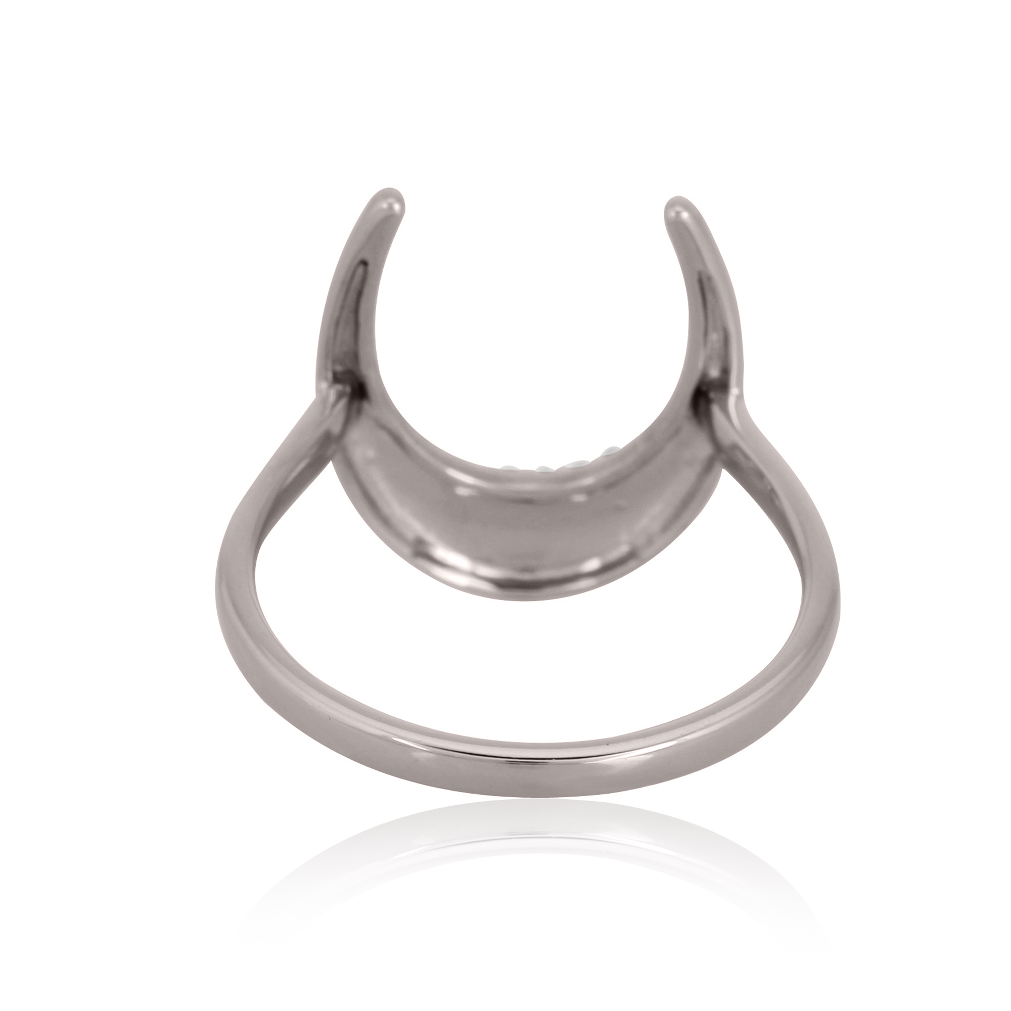Sterling Silver Moon Ring With Diamonds
