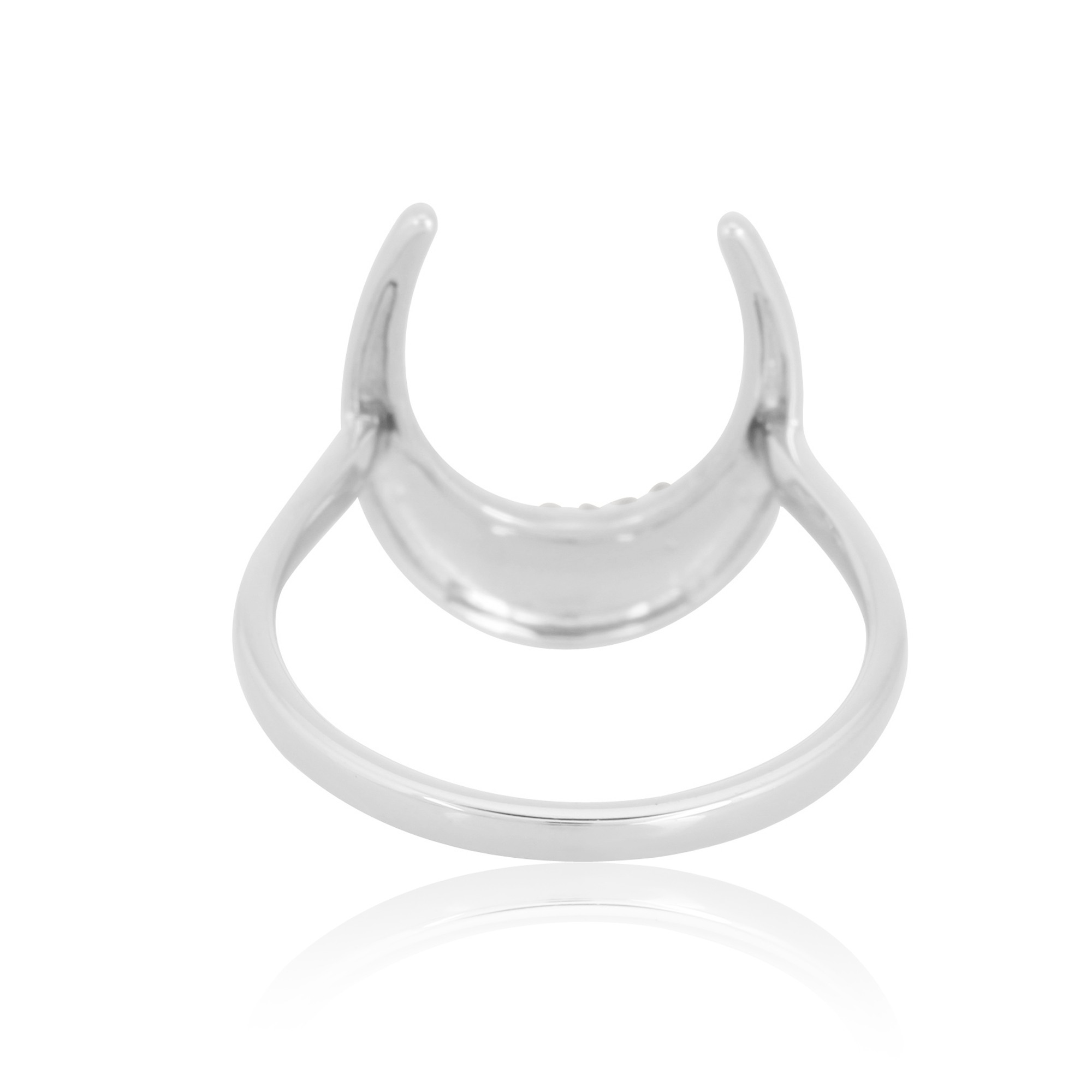 Sterling Silver Moon Ring With Diamonds