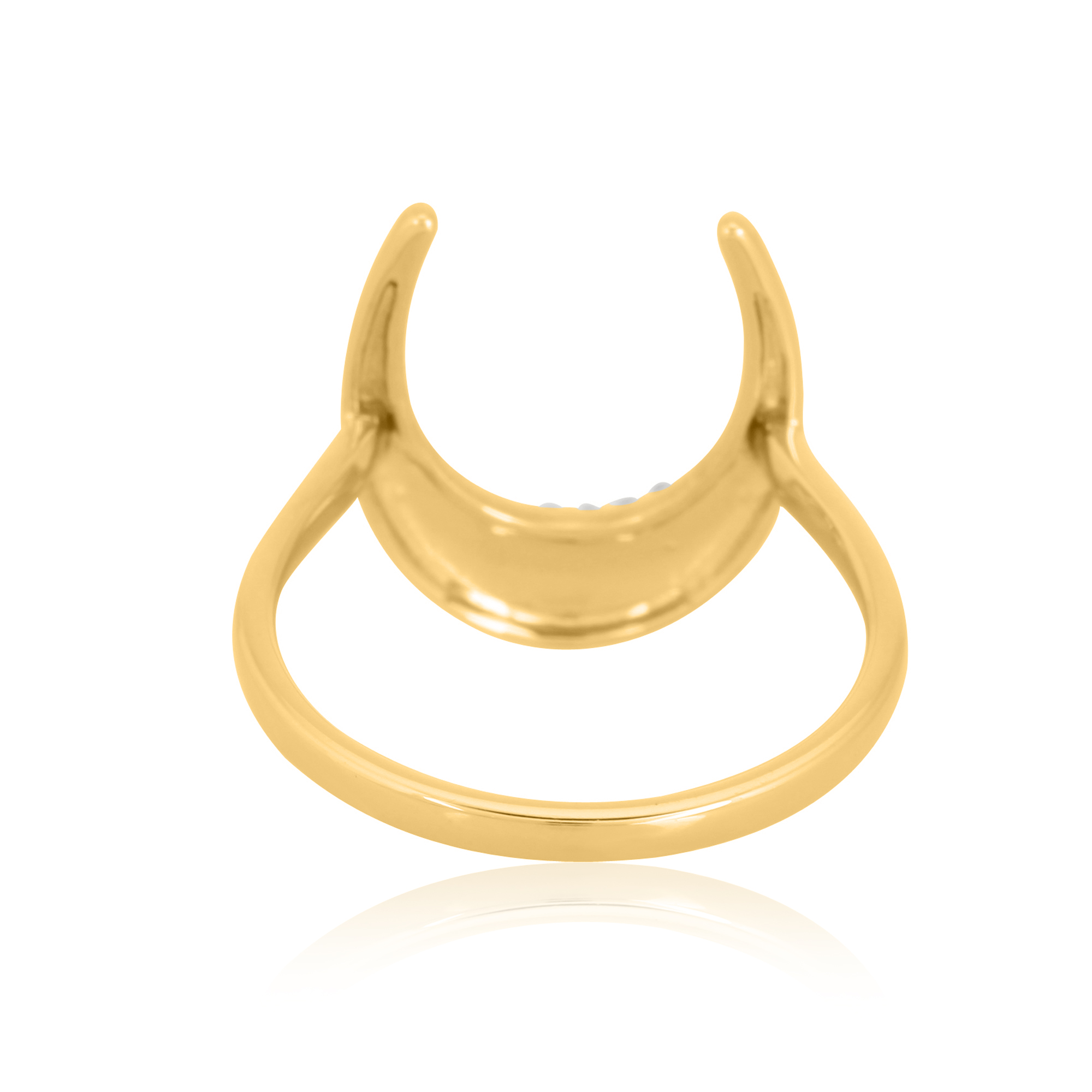Yellow Gold Moon Ring With Diamonds