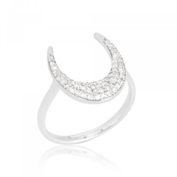 Moon Whit Rings White Gold Moon Ring With Diamonds