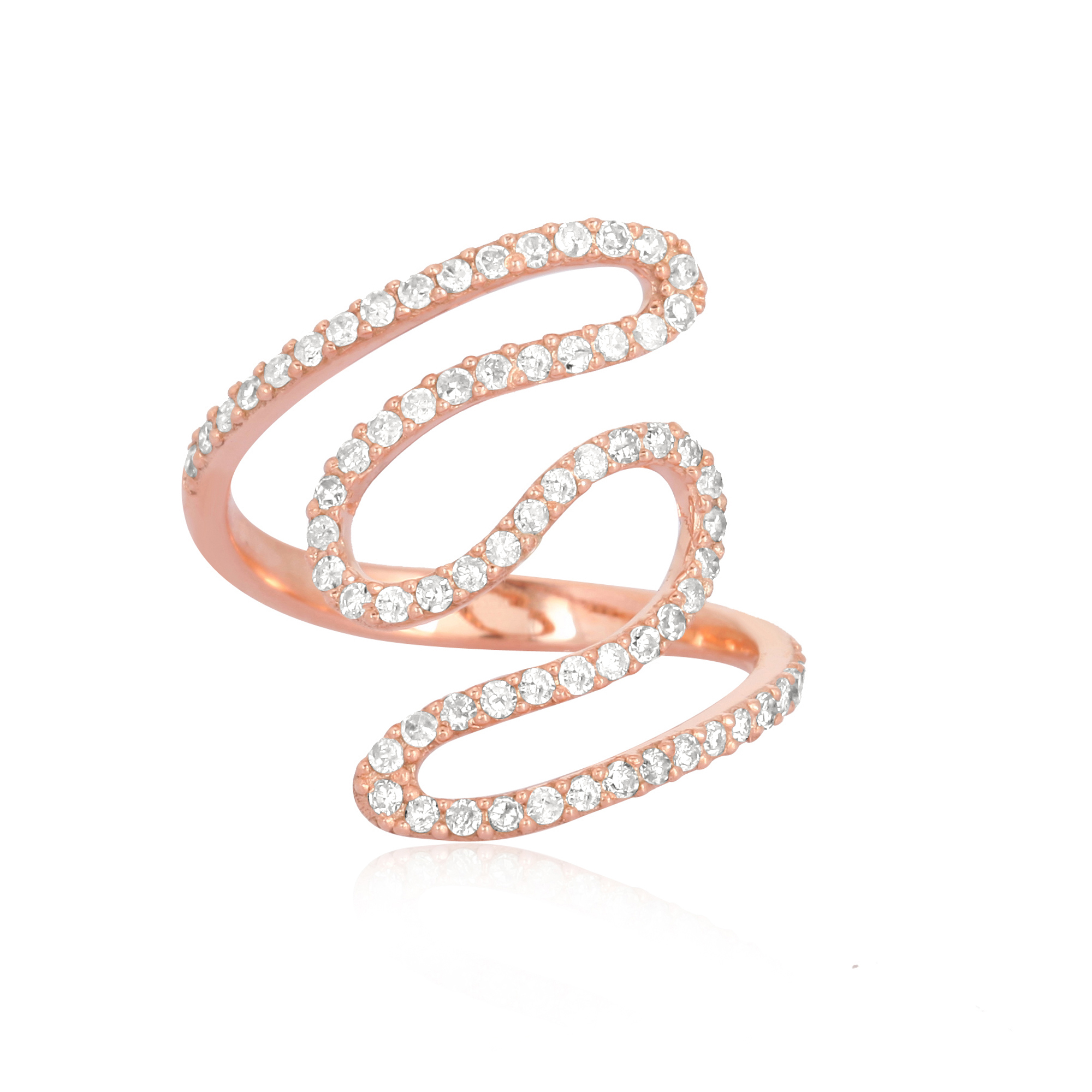 Sterling Silver Zig Zag Minimalistic Diamond Ring