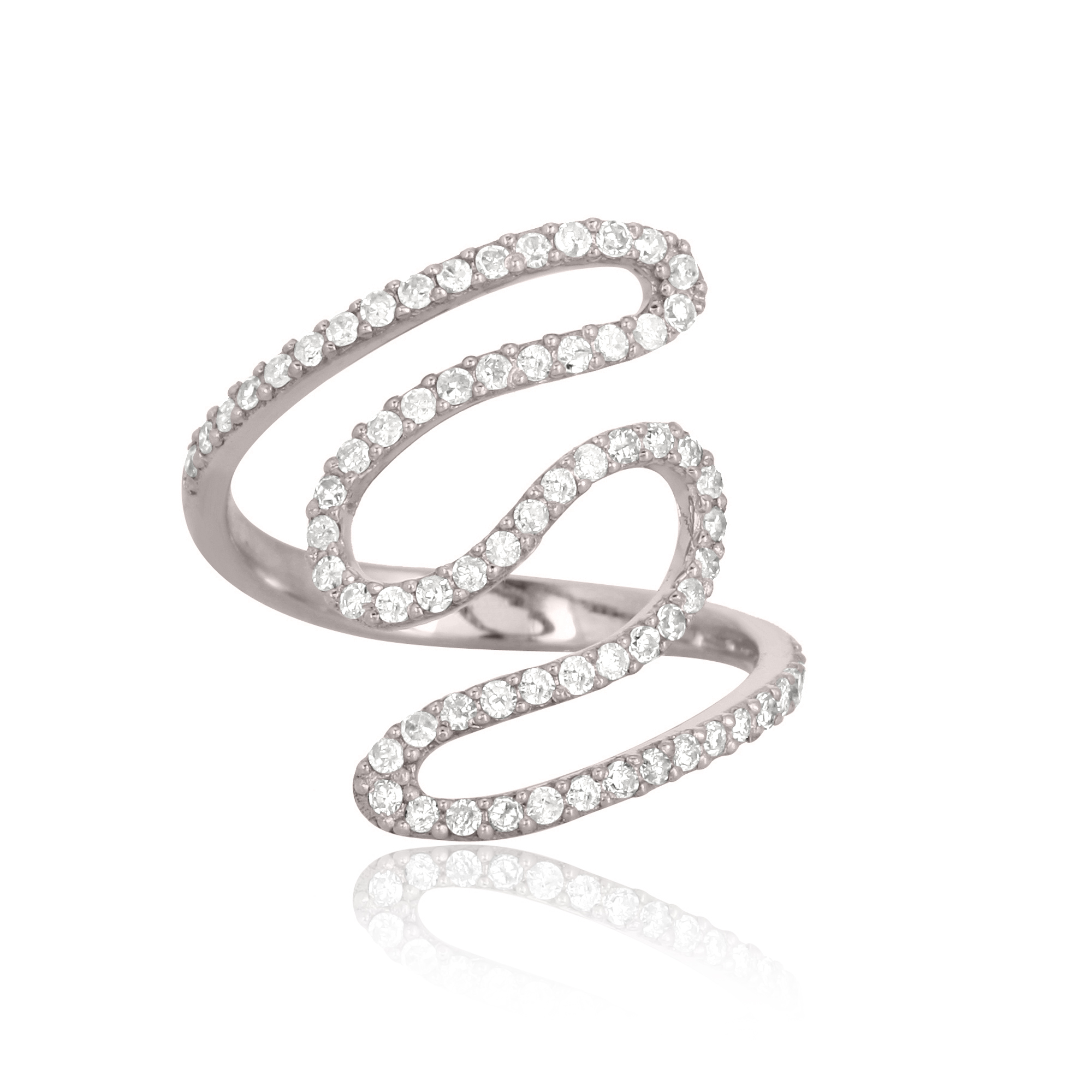 Sterling Silver Zig Zag Minimalistic Diamond  Ring
