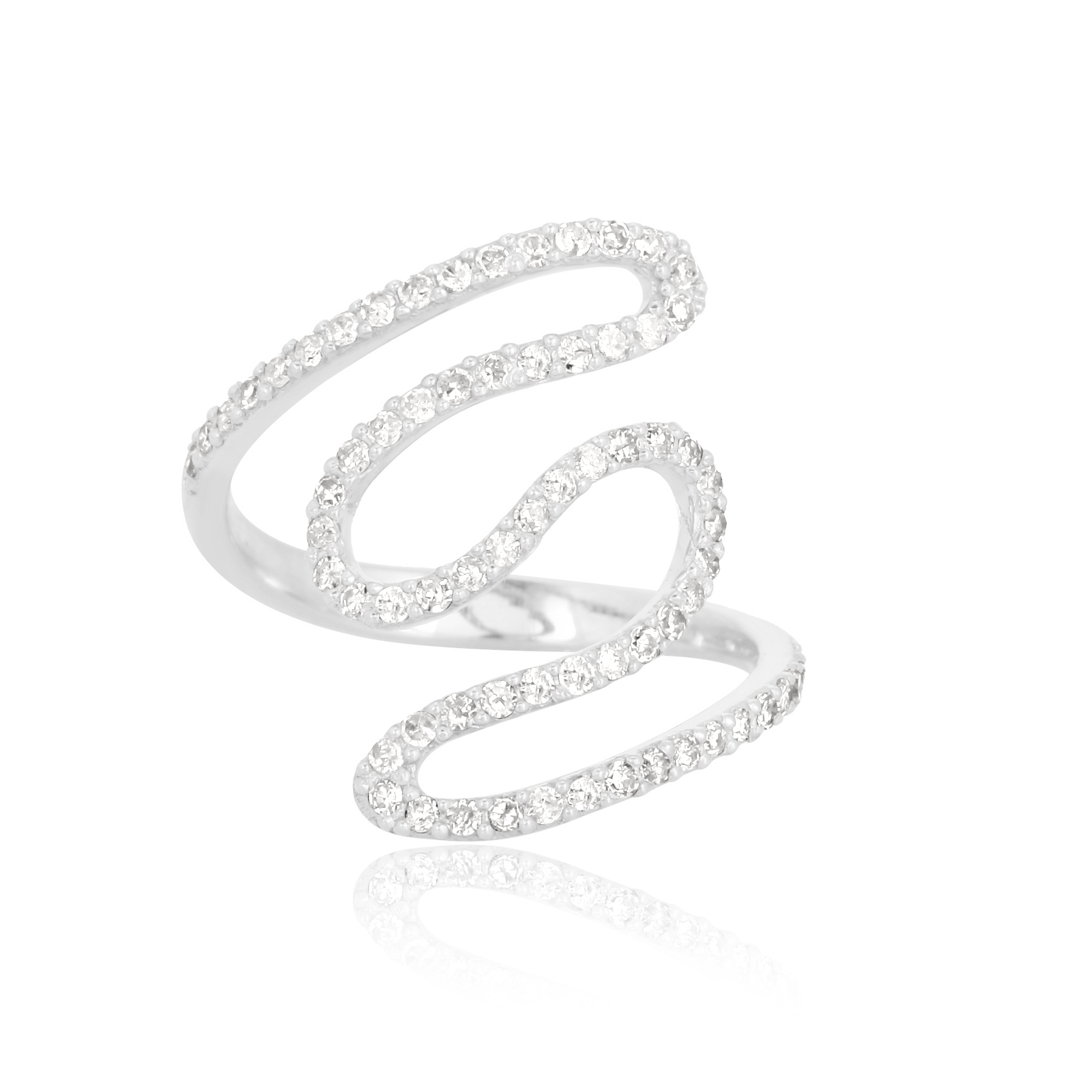 Sterling Silver Zig Zag Minimalistic Diamond  Ring