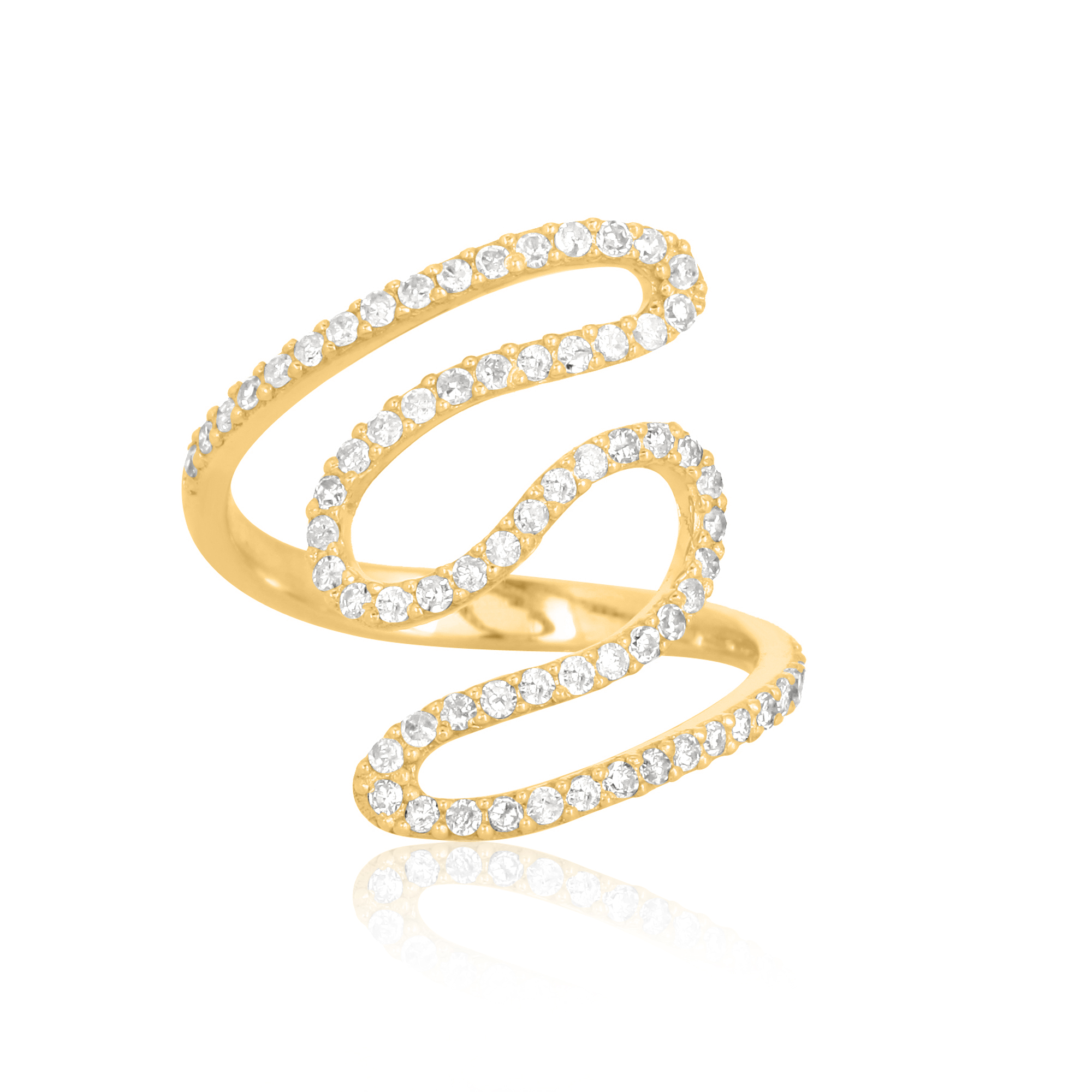Yellow Gold Zig Zag Minimalistic Diamond Ring