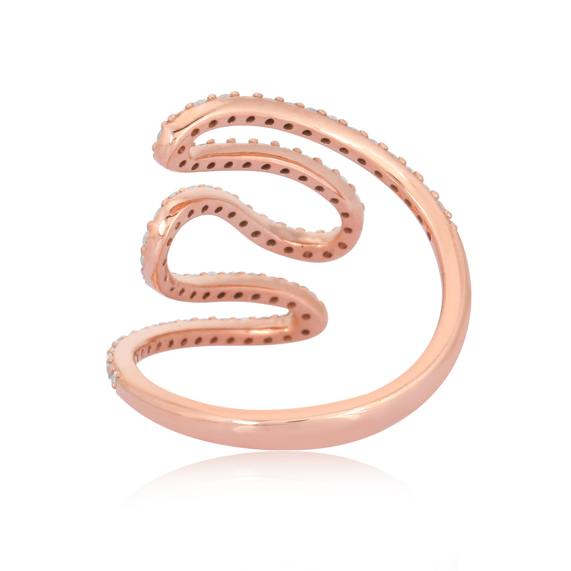 Sterling Silver Zig Zag Minimalistic Diamond  Ring