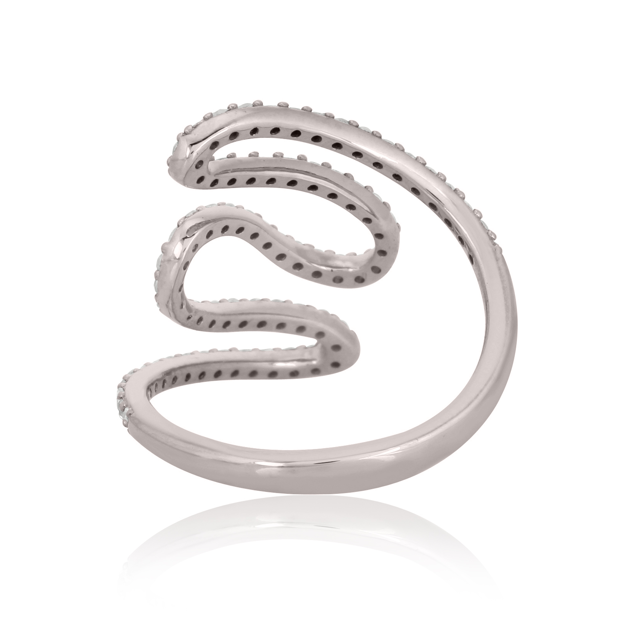 Sterling Silver Zig Zag Minimalistic Diamond Ring