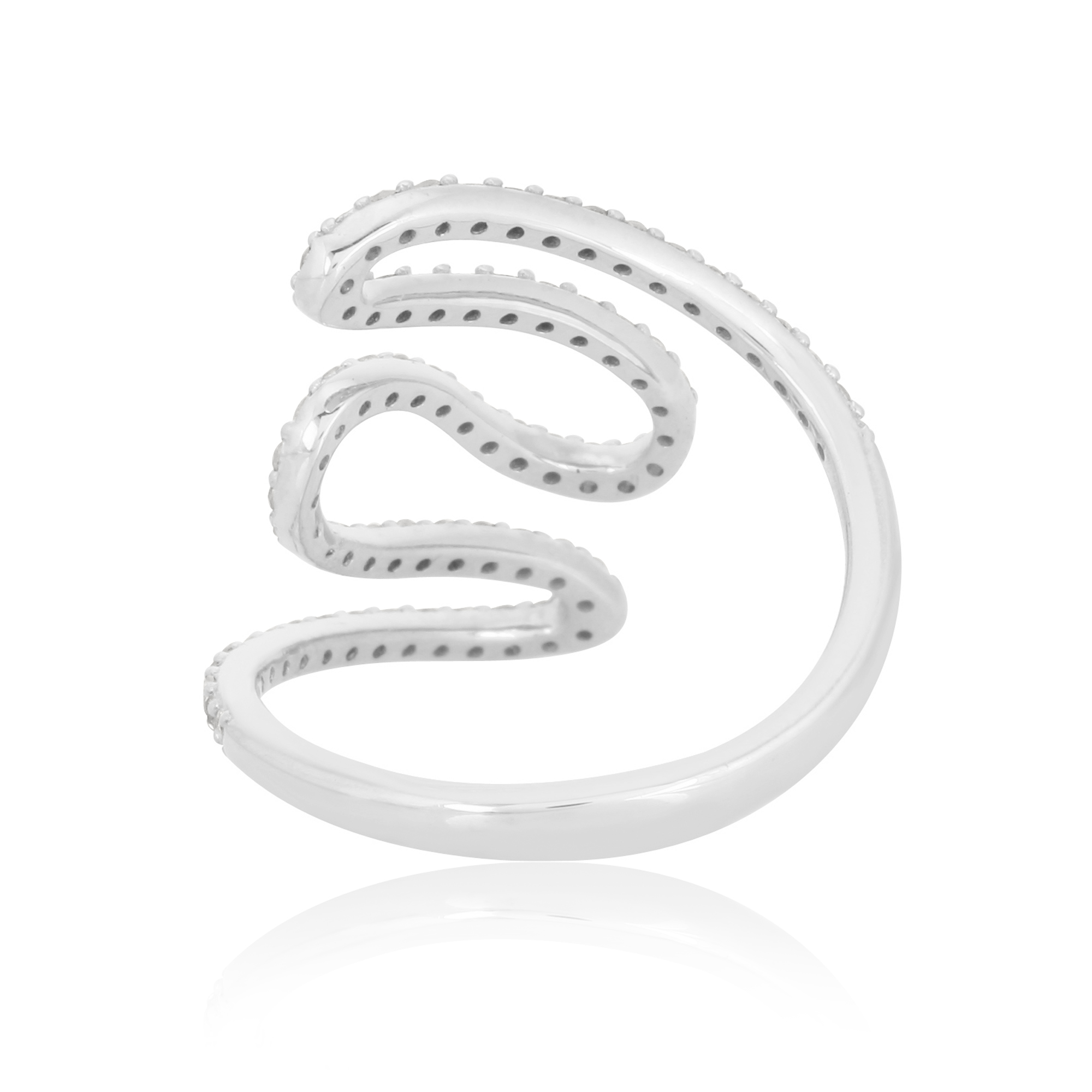 Sterling Silver Zig Zag Minimalistic Diamond  Ring