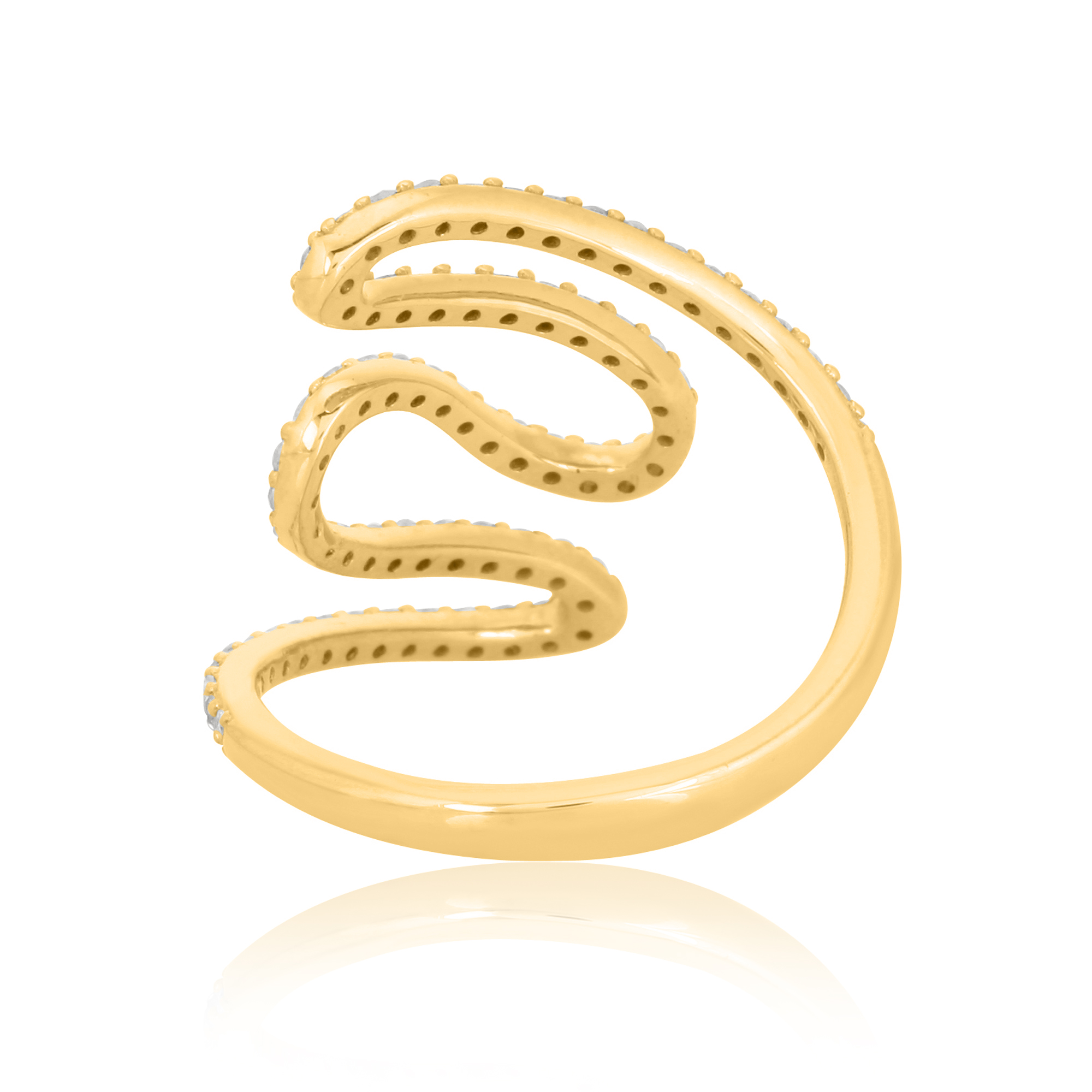 Yellow Gold Zig Zag Minimalistic Diamond Ring