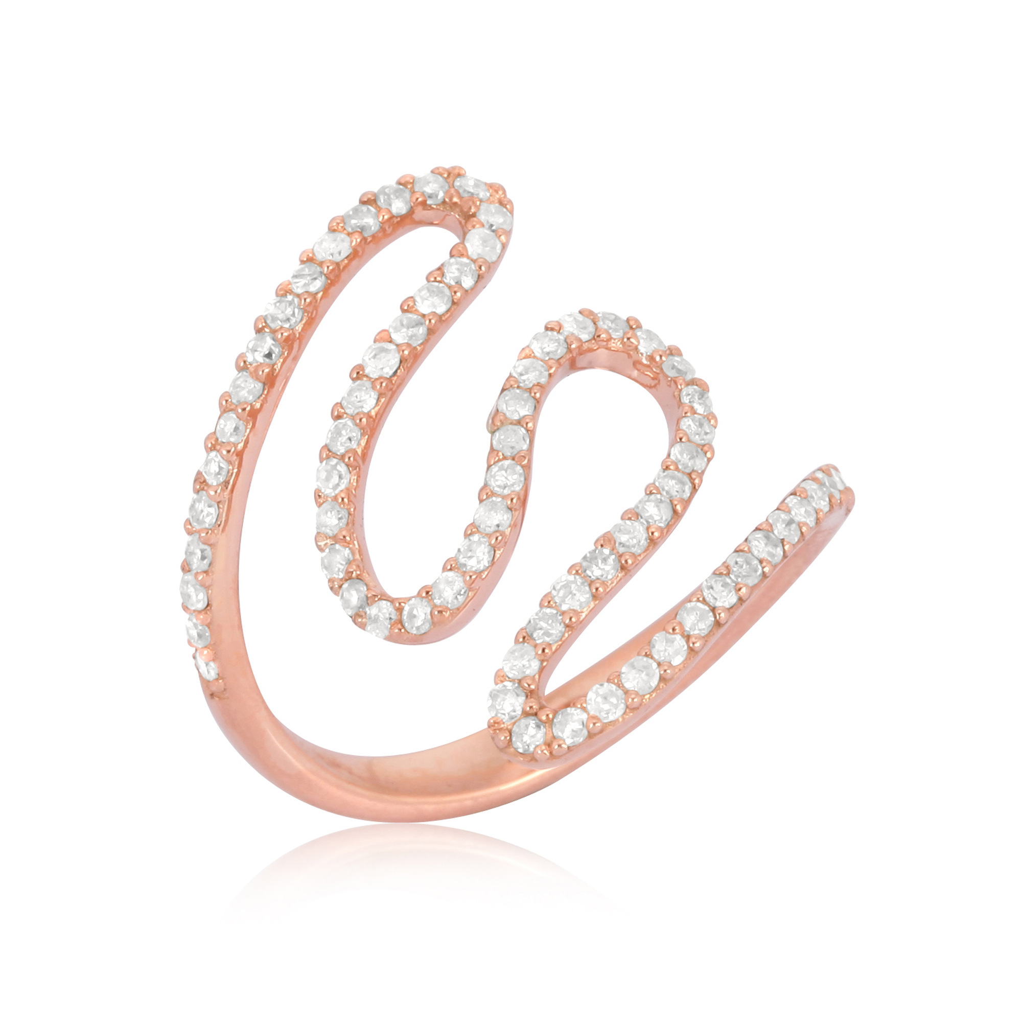 Sterling Silver Zig Zag Minimalistic Diamond  Ring
