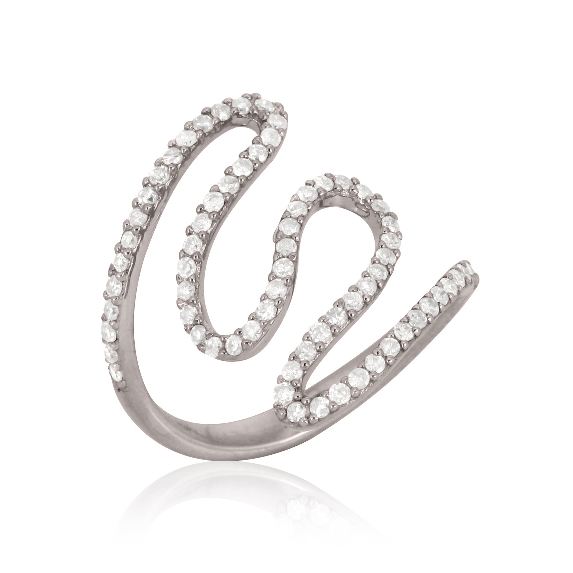 Sterling Silver Zig Zag Minimalistic Diamond Ring