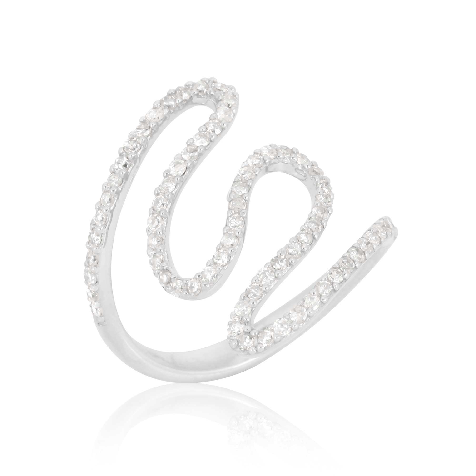 Sterling Silver Zig Zag Minimalistic Diamond Ring