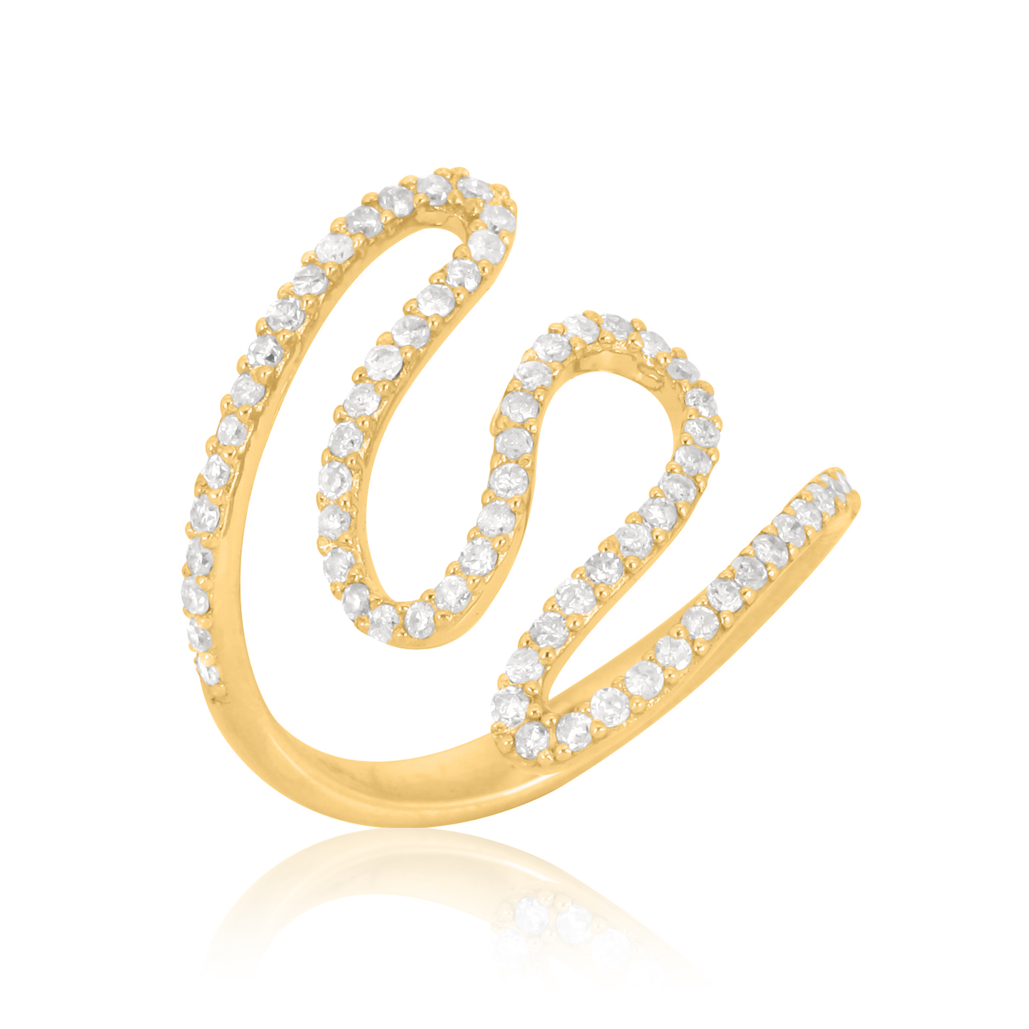 Yellow Gold Zig Zag Minimalistic Diamond Ring