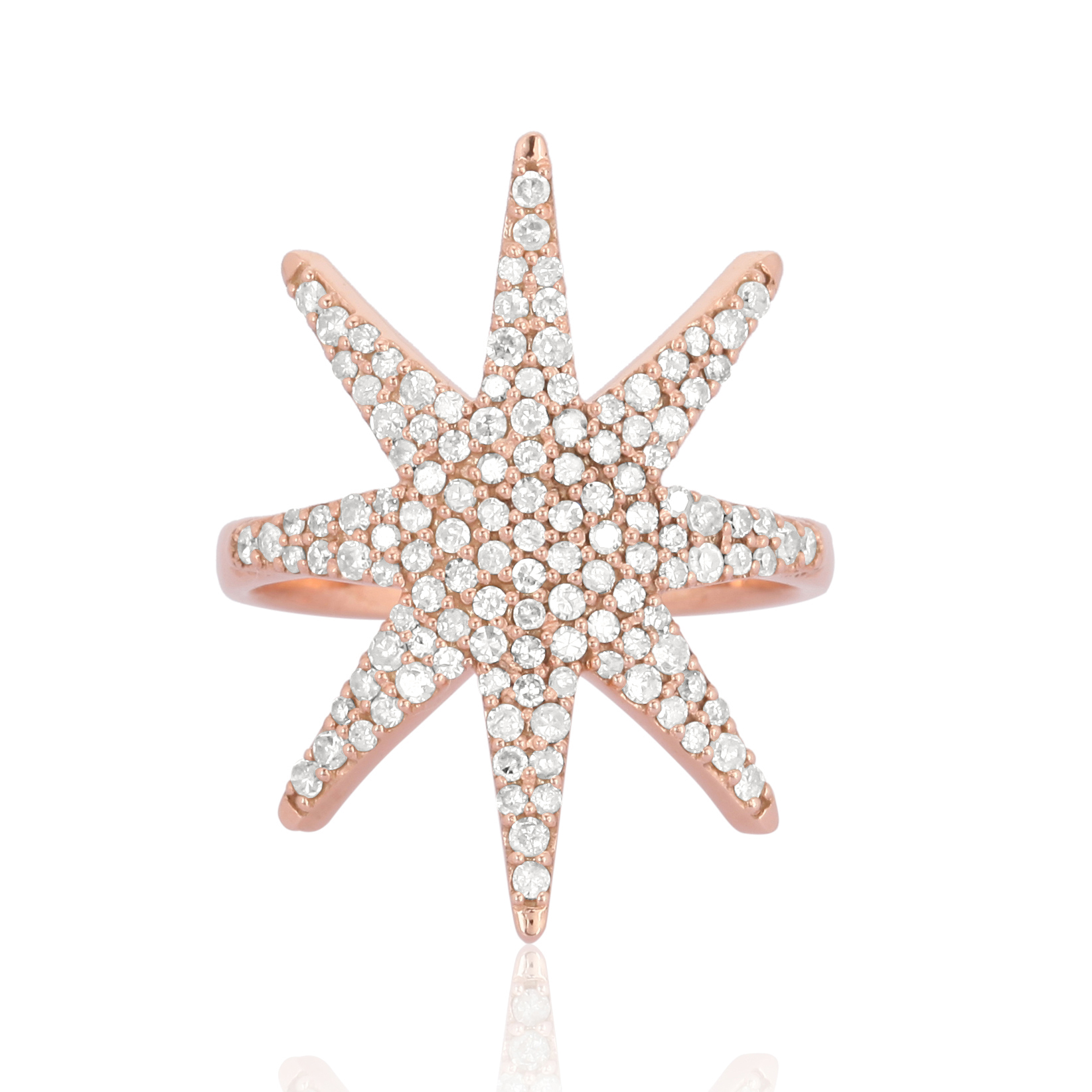 Sterling Silver Sun Shaped Diamond Ring