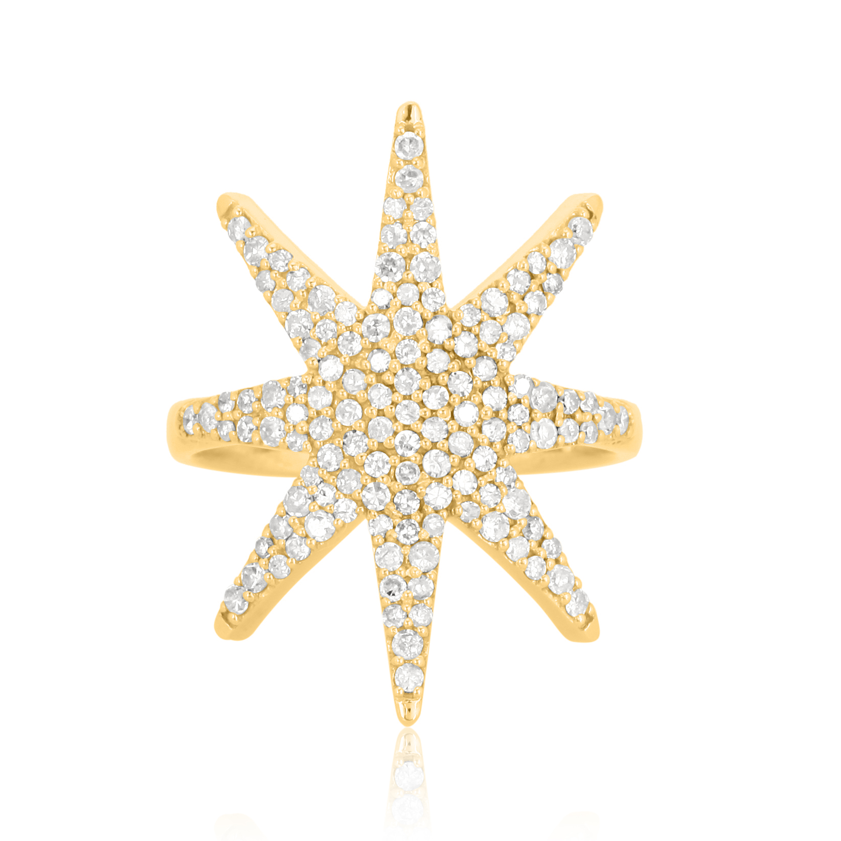 Yellow Gold Sun Shaped Diamond Ring