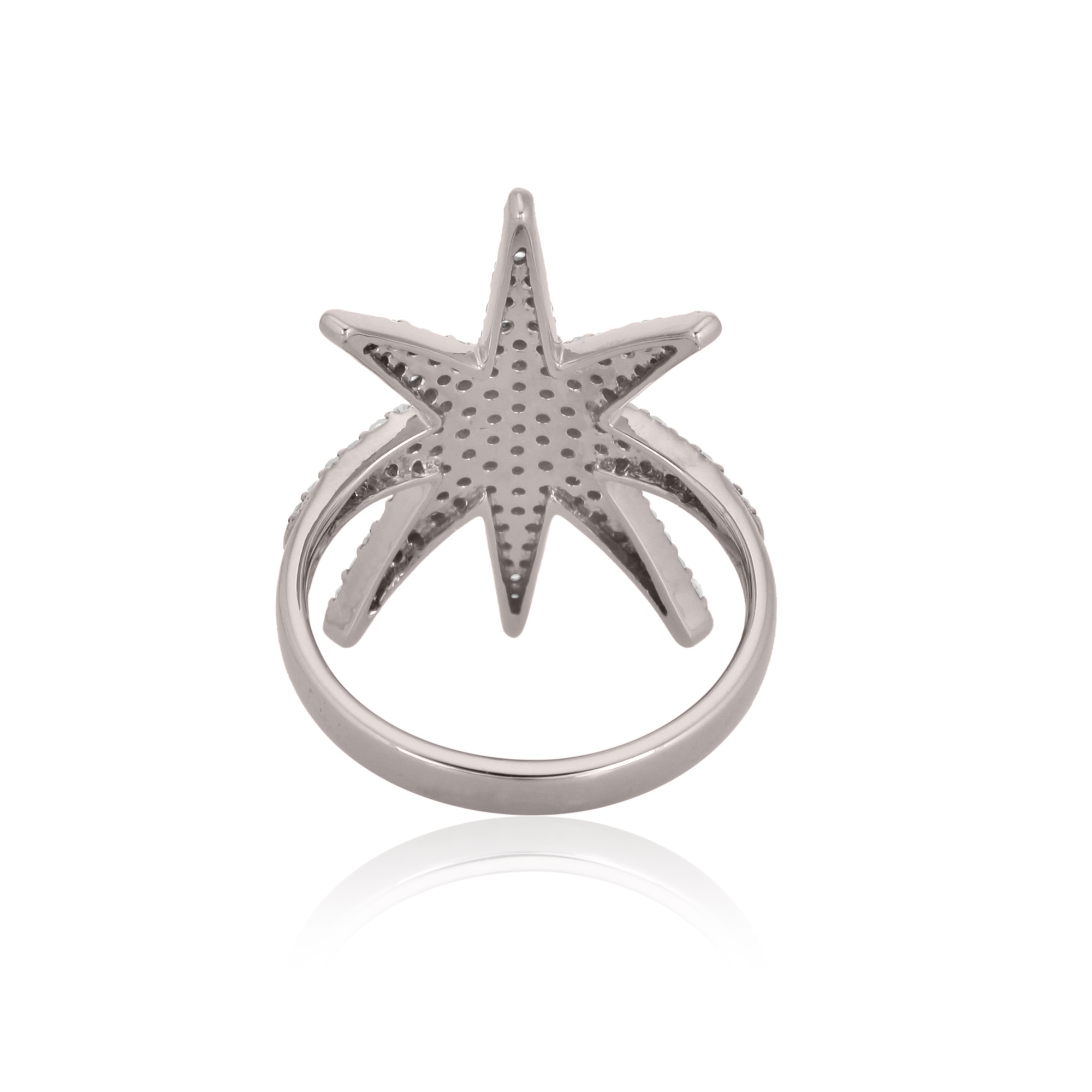 Sterling Silver Sun Shaped Diamond Ring