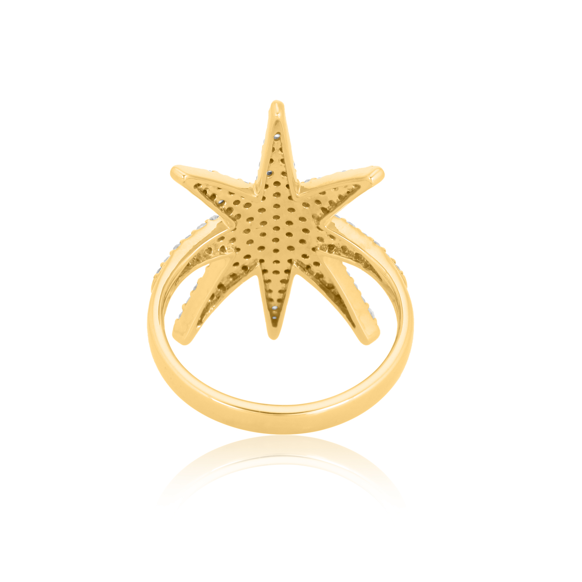 Yellow Gold Sun Shaped Diamond Ring