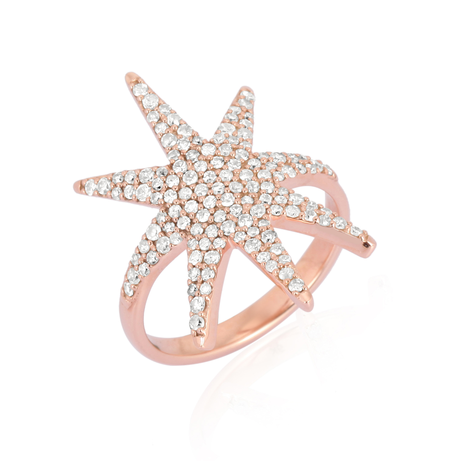 Sterling Silver Sun Shaped Diamond Ring