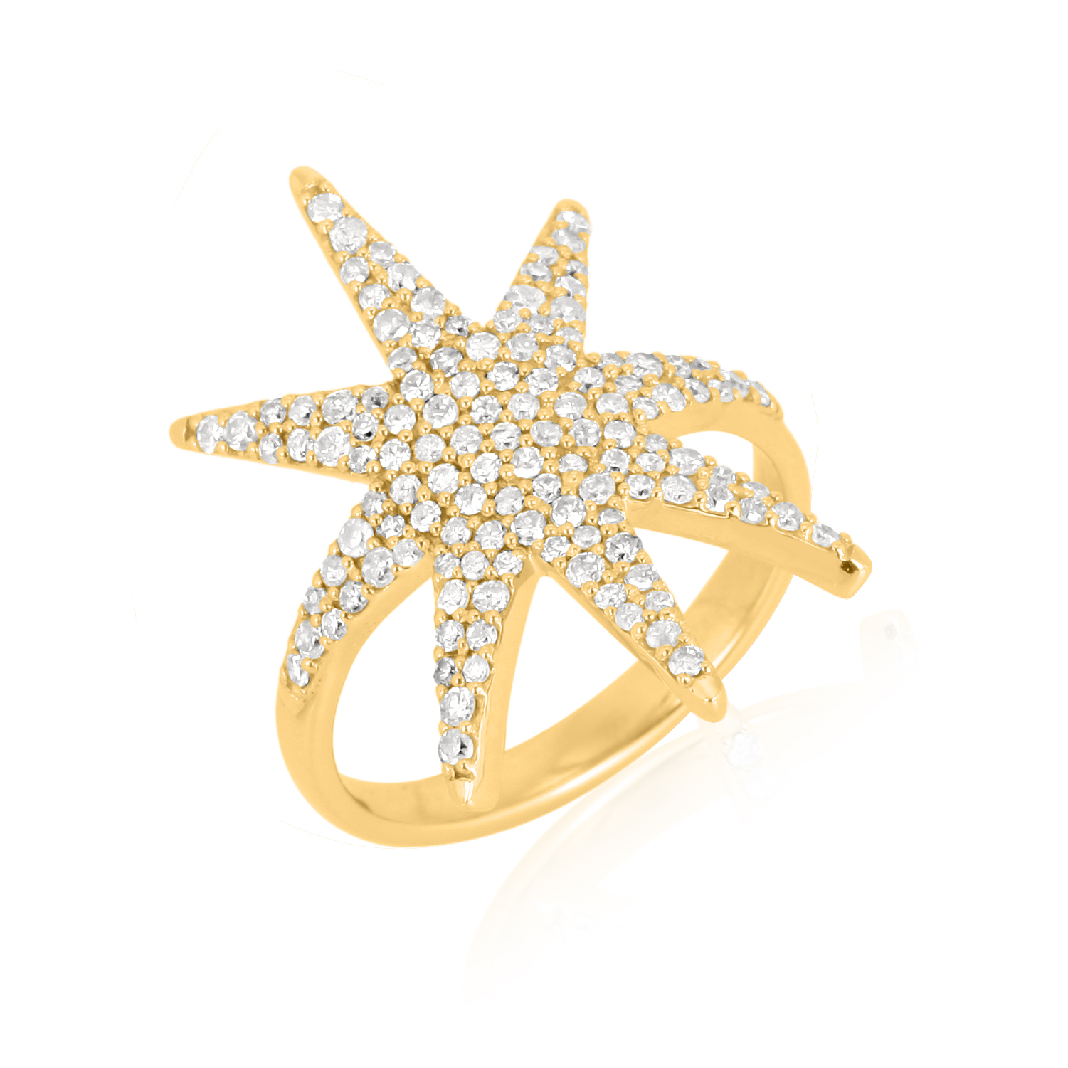 Yellow Gold Sun Shaped Diamond Ring