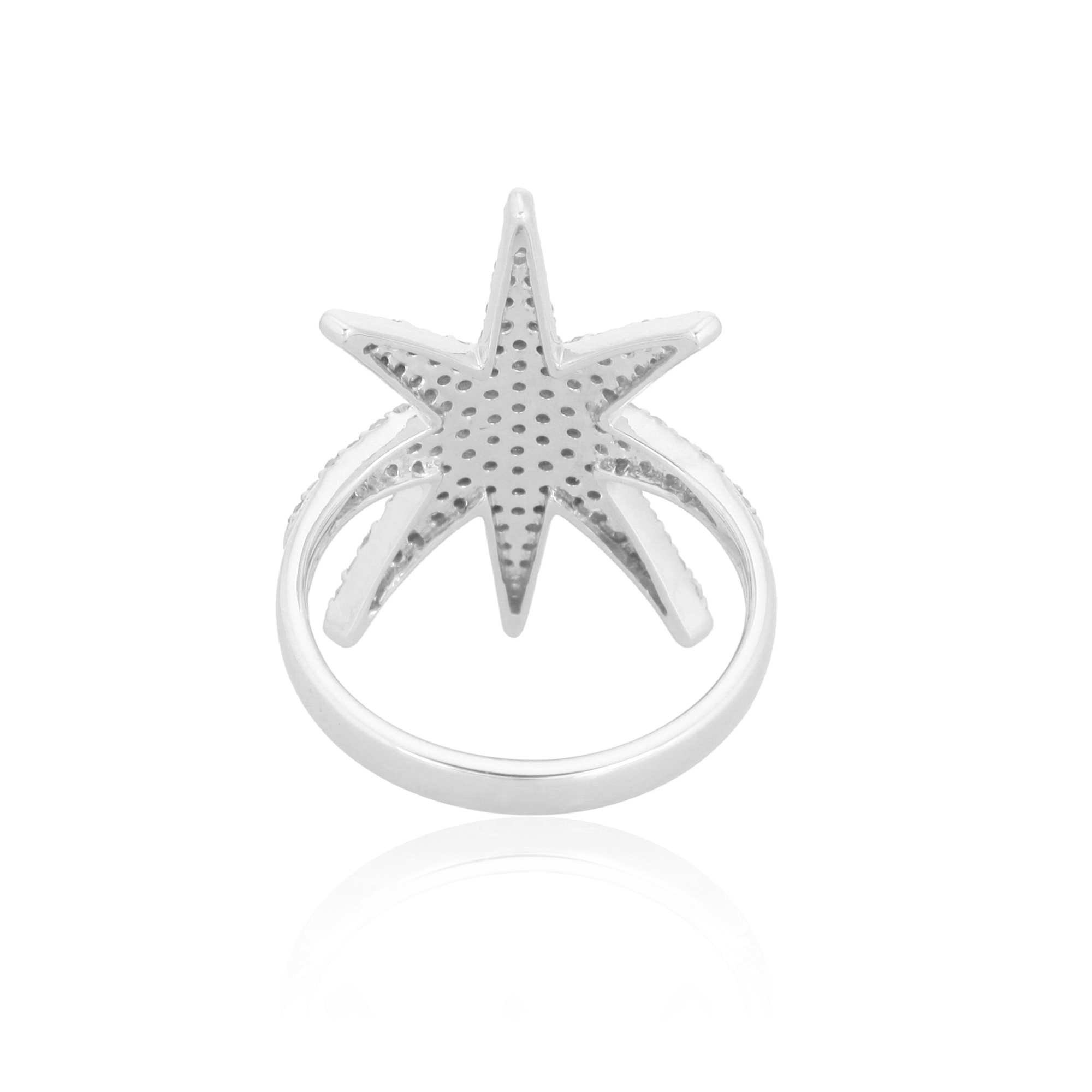 Sterling Silver Sun Shaped Diamond Ring