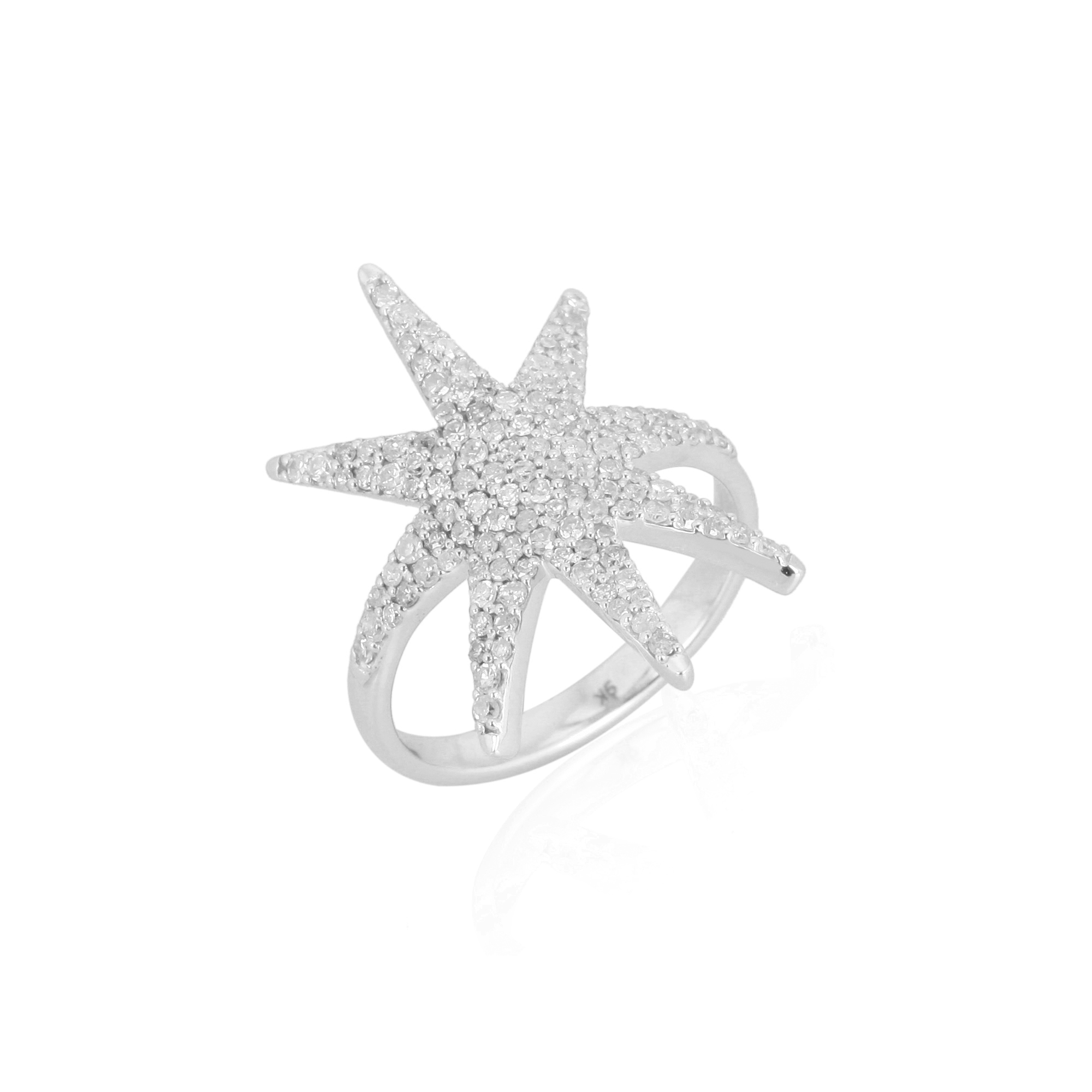 Sterling Silver Sun Shaped Diamond Ring