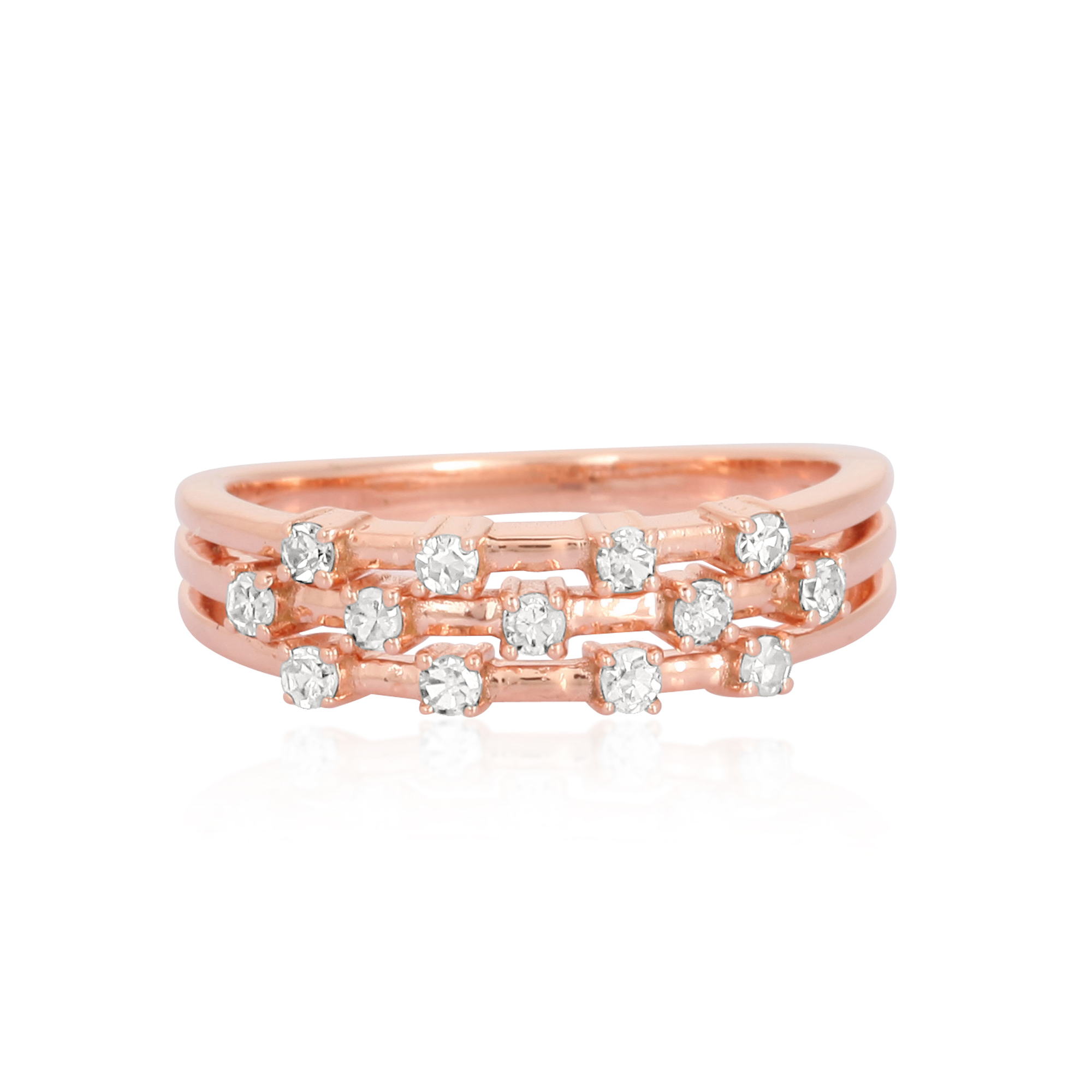 Rose Gold Multi Band Sprinkle Diamond Ring