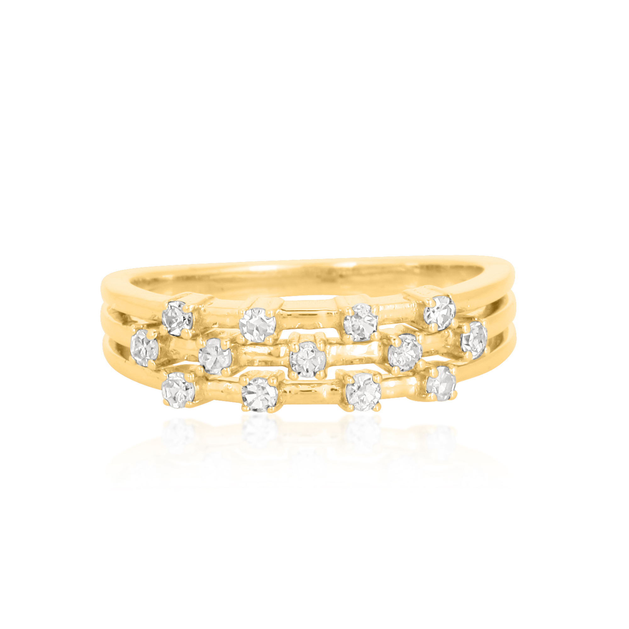 Yellow Gold Multi Band Sprinkle Diamond Ring