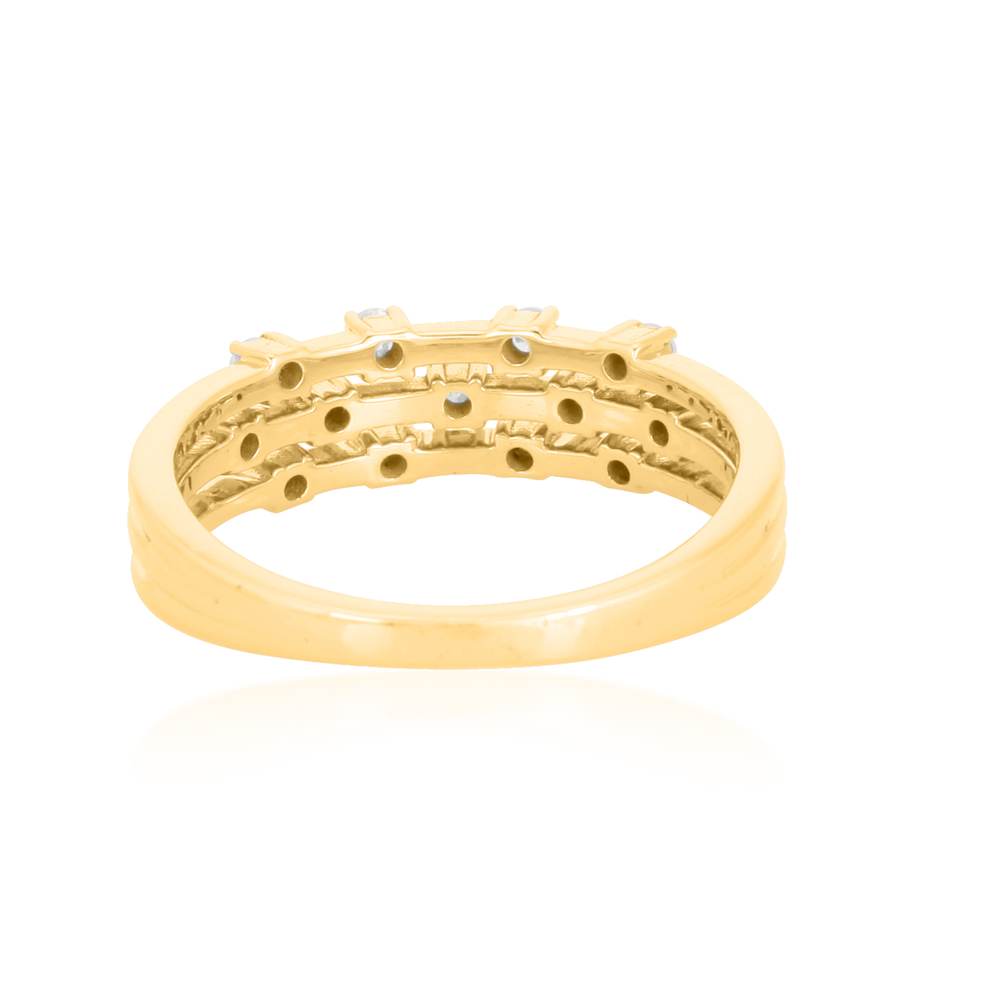 Yellow Gold Multi Band Sprinkle Diamond Ring