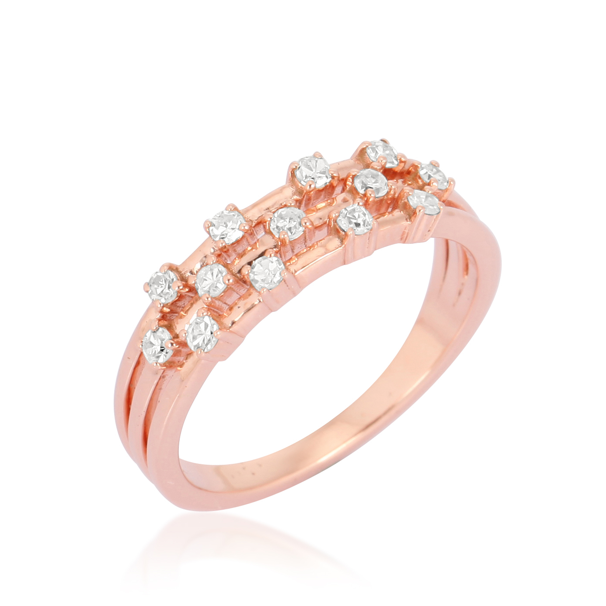 Rose Gold Multi Band Sprinkle Diamond Ring