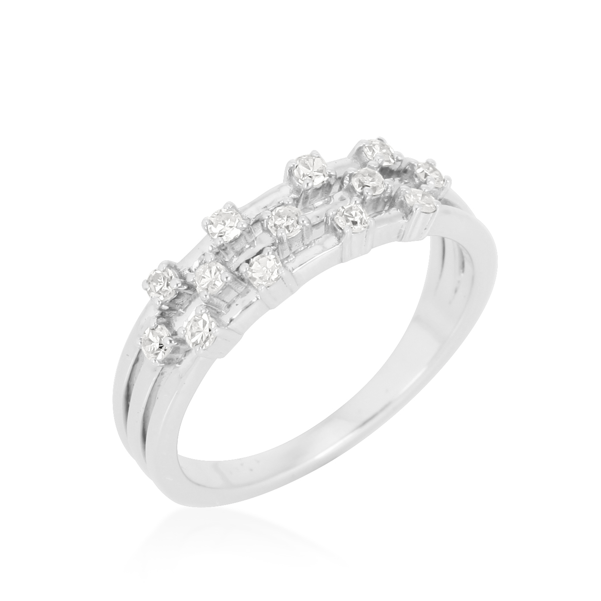 White Gold Multi Band Sprinkle Diamond Ring