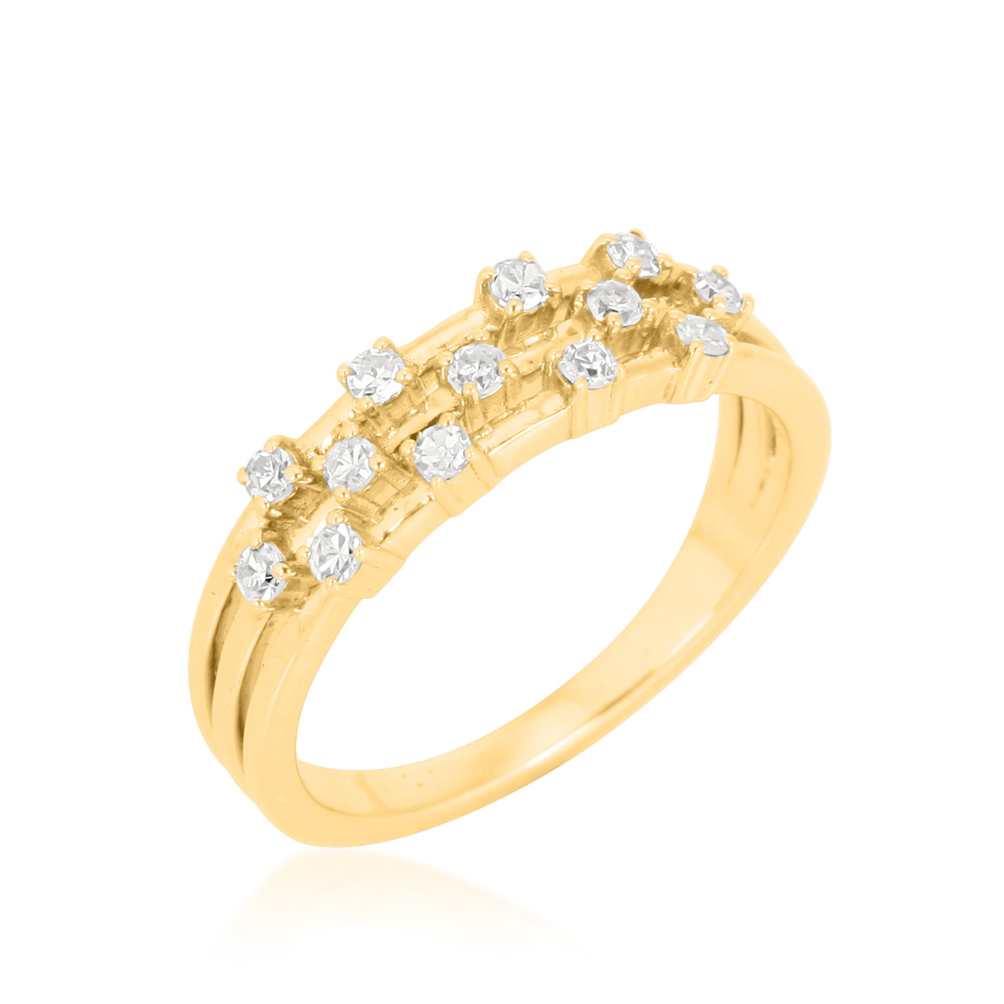 Yellow Gold Multi Band Sprinkle Diamond Ring